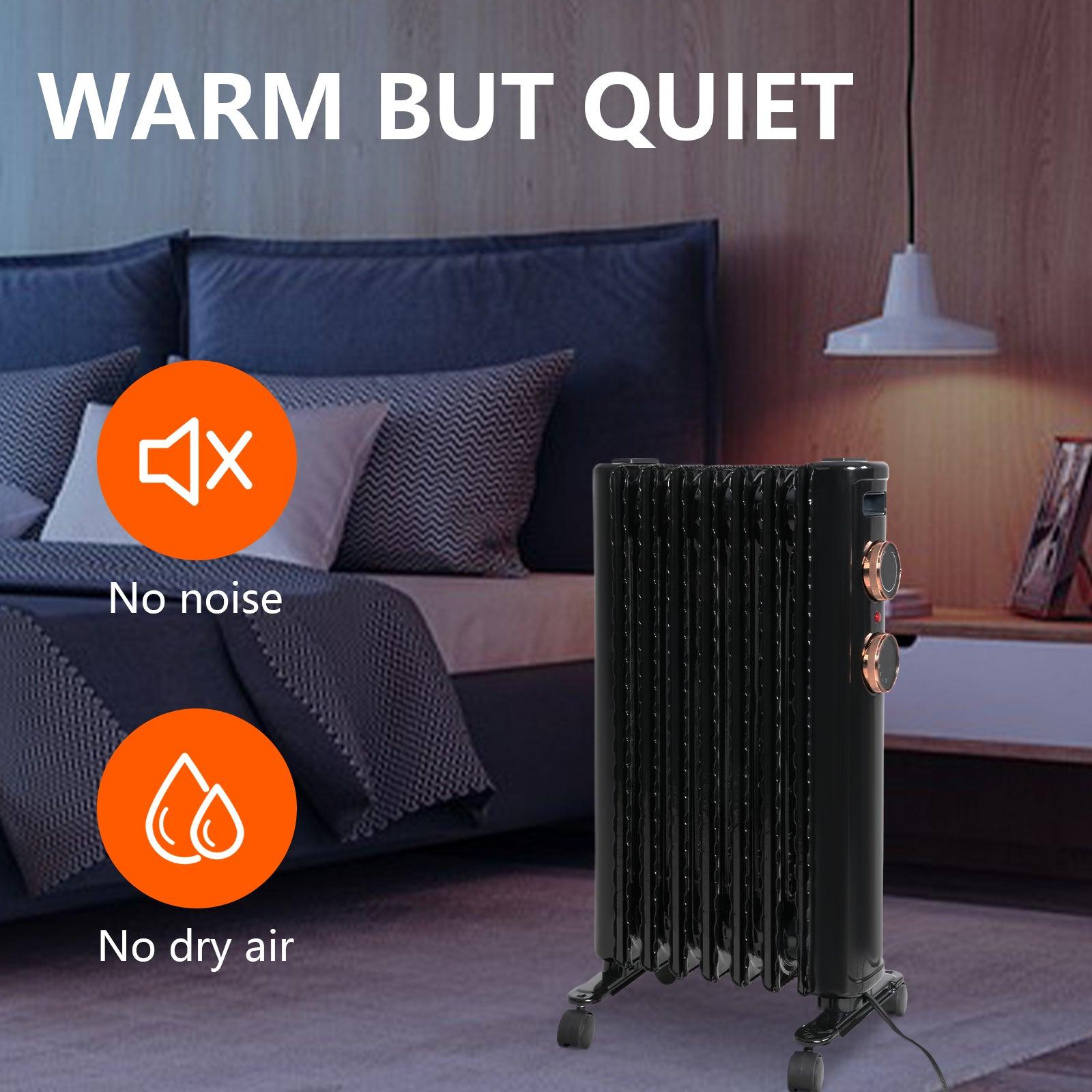 1500W Portable Electric Radiator Oil Filled Heater With 3 Heating Modes, Adjustable Thermostat, Black - Bosonshop