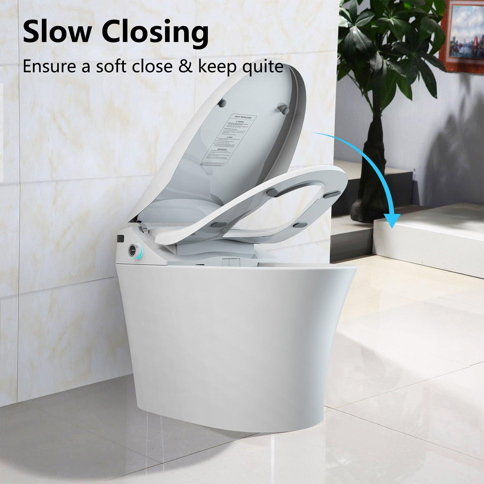 Smart Electronic Bidet Toilet with Heated Seat and Dryer, Foot Sensing Modern Toilet Bidet, One Piece Bidet Toilet Seat with Dual Auto Flush, Blackout Flush - Bosonshop