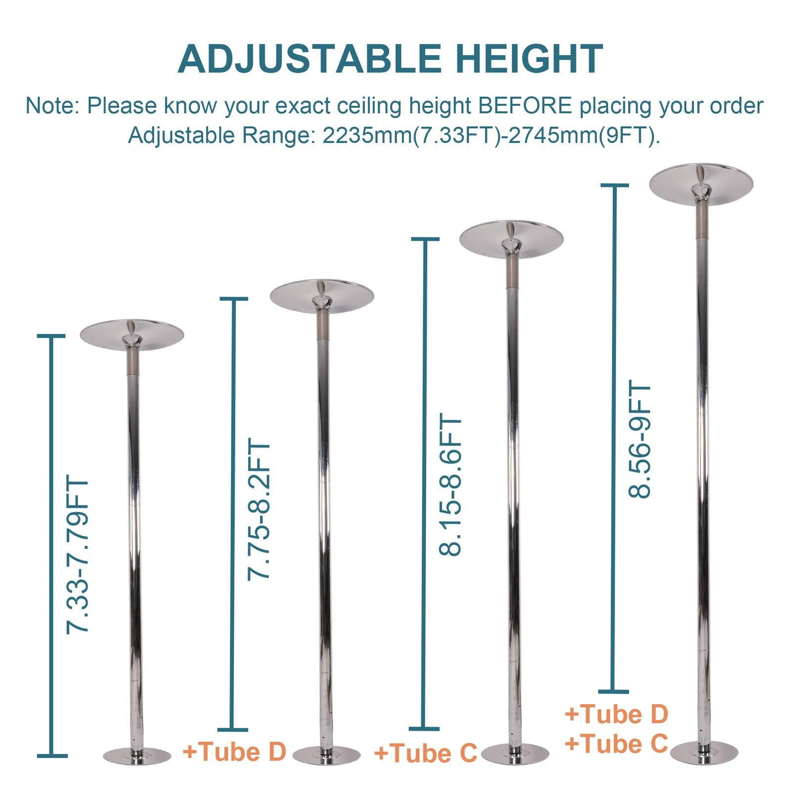 Pole Dance Pole, Stripper Pole Extension Pole 1.77 Inch Pole Dance Pole 7.33FT-9FT Height Adjustable Easy to Install, Smooth Connection - Bosonshop