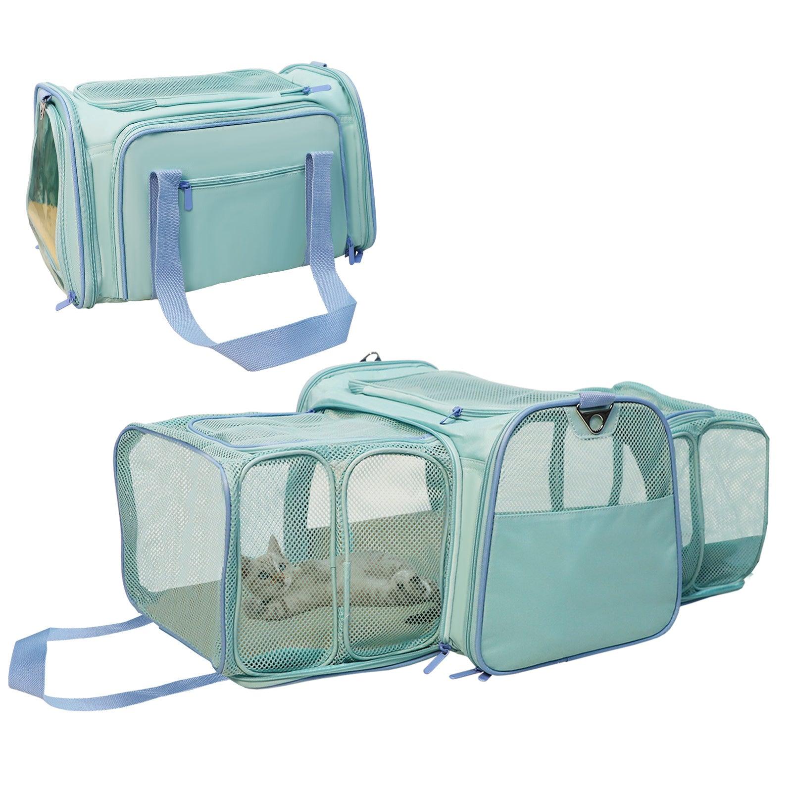Cupets Double Expandable Airline Approved Soft Sided Pet Carrier, Mint Green - Bosonshop