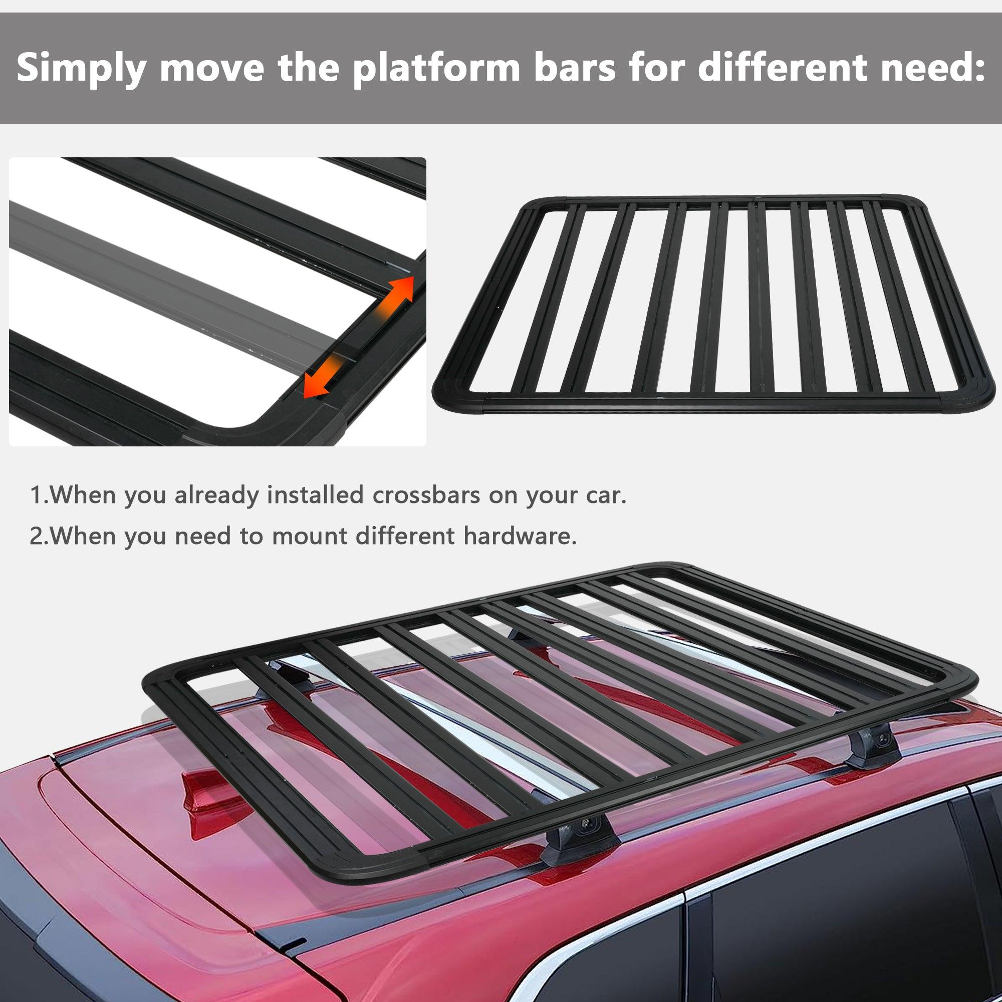 67 "x52" Universal Aluminum Automotive Roof Deck Roof Cargo Carrier System Heavy Duty Flat Roof Luggage Rack, 660 lbs Maximum Load - Bosonshop