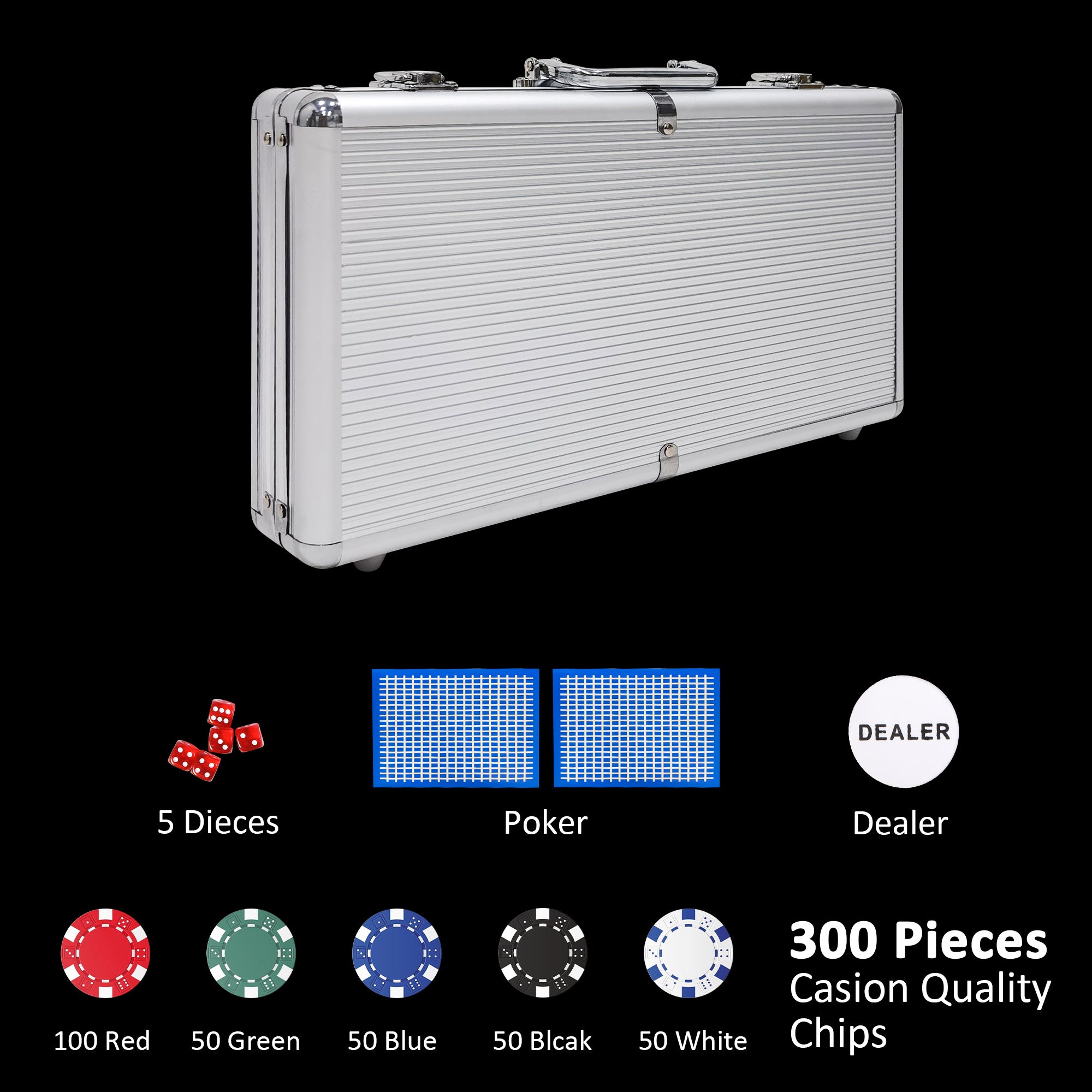 300 Poker Chip Set, 11.5 Gram Poker Set Casino Clay Poker Chips Sets with Case - Bosonshop