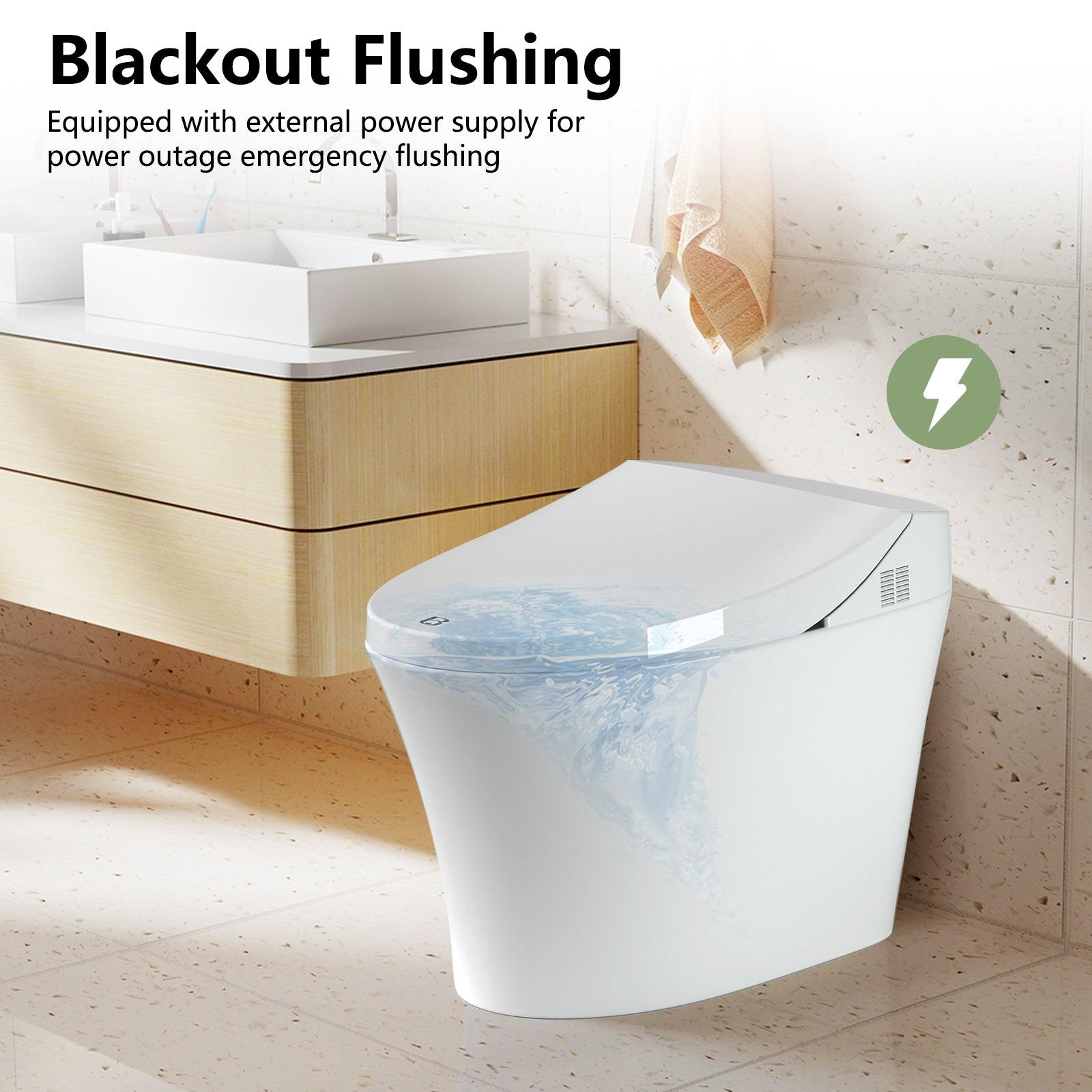 Smart Electronic Bidet Toilet with Heated Seat and Dryer, Foot Sensing Modern Toilet Bidet, One Piece Bidet Toilet Seat with Dual Auto Flush, Blackout Flush - Bosonshop