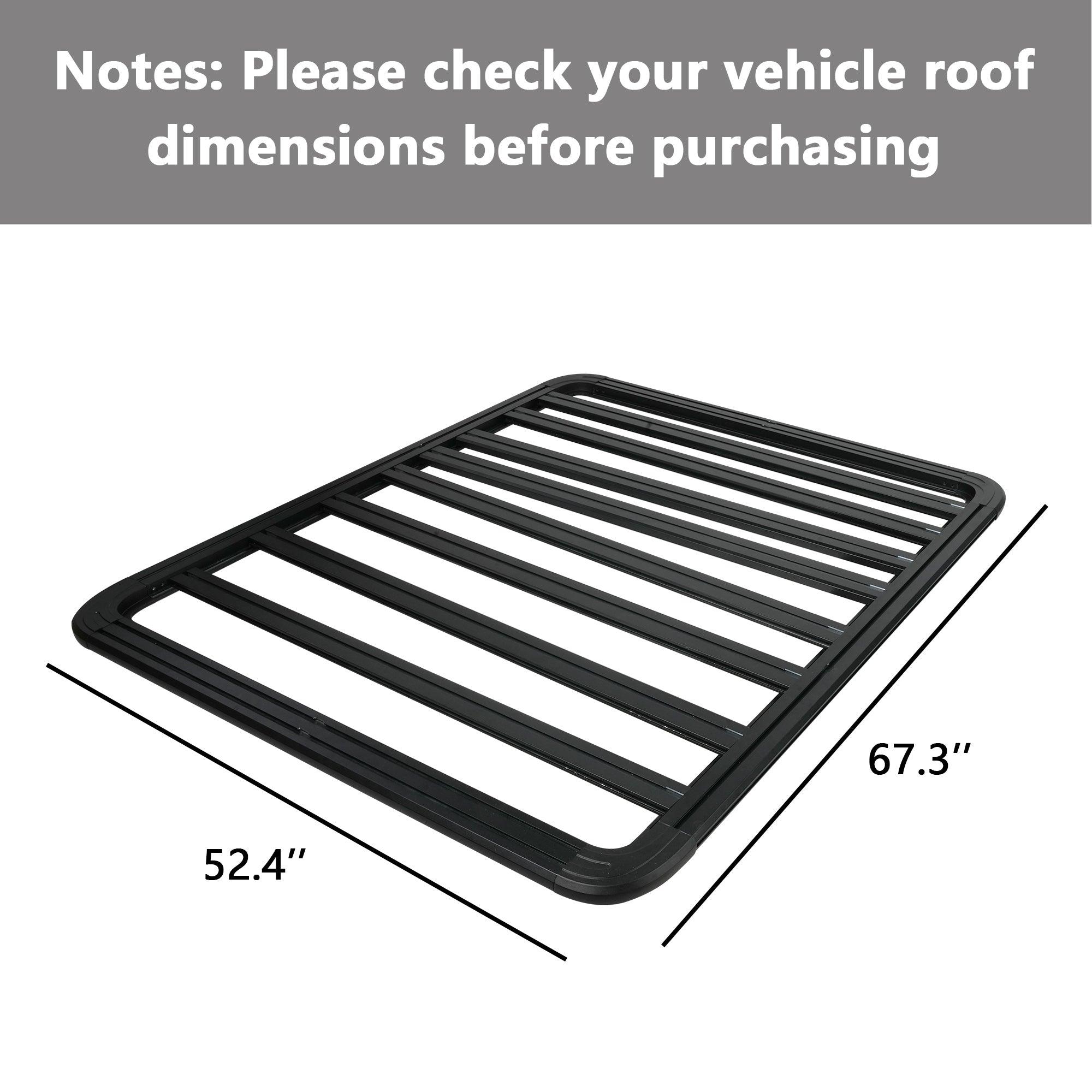 67 "x52" Universal Aluminum Automotive Roof Deck Roof Cargo Carrier System Heavy Duty Flat Roof Luggage Rack, 660 lbs Maximum Load - Bosonshop
