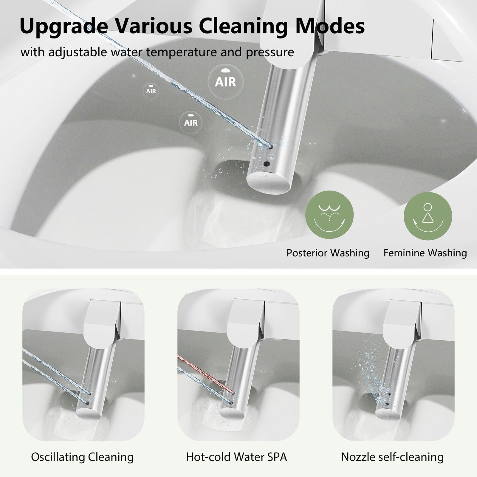 Smart Electronic Bidet Toilet with Heated Seat and Dryer, Foot Sensing Modern Toilet Bidet, One Piece Bidet Toilet Seat with Dual Auto Flush, Blackout Flush - Bosonshop