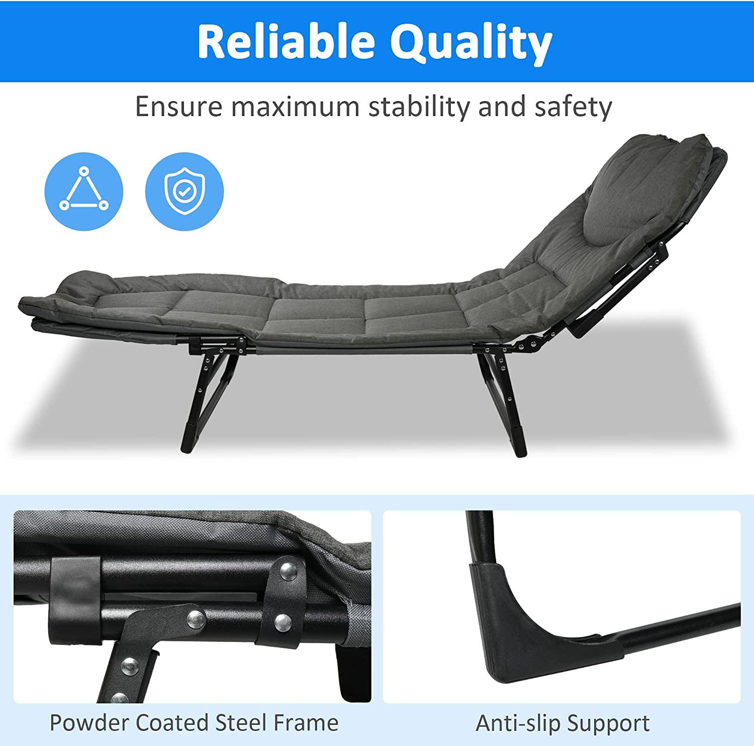 Portable Folding Camping Cot, Adjustable Backrest Outdoor Lounge Chair Sleeping Cots - Bosonshop