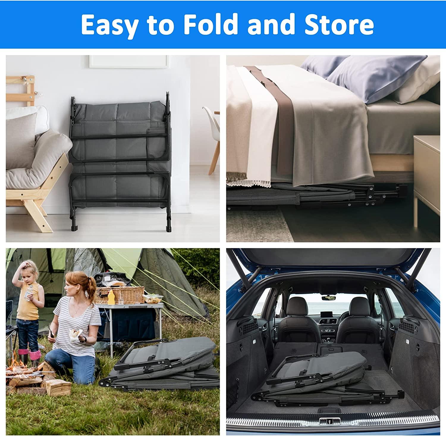 Portable Folding Camping Cot, Adjustable Backrest Outdoor Lounge Chair Sleeping Cots - Bosonshop