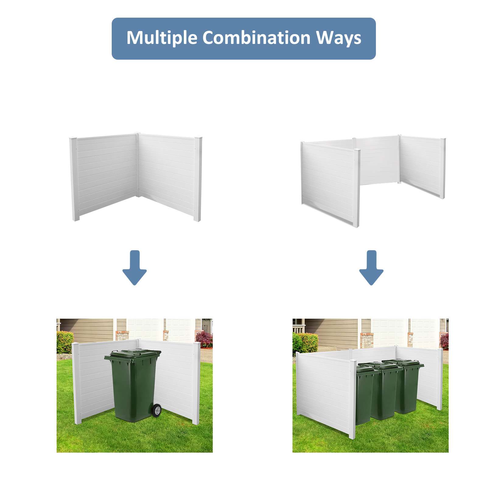 Air Conditioner Fence Privacy Screen 48"x 48", Outdoor Privacy Vinyl Fence Panels, 2 Panels, White - Bosonshop