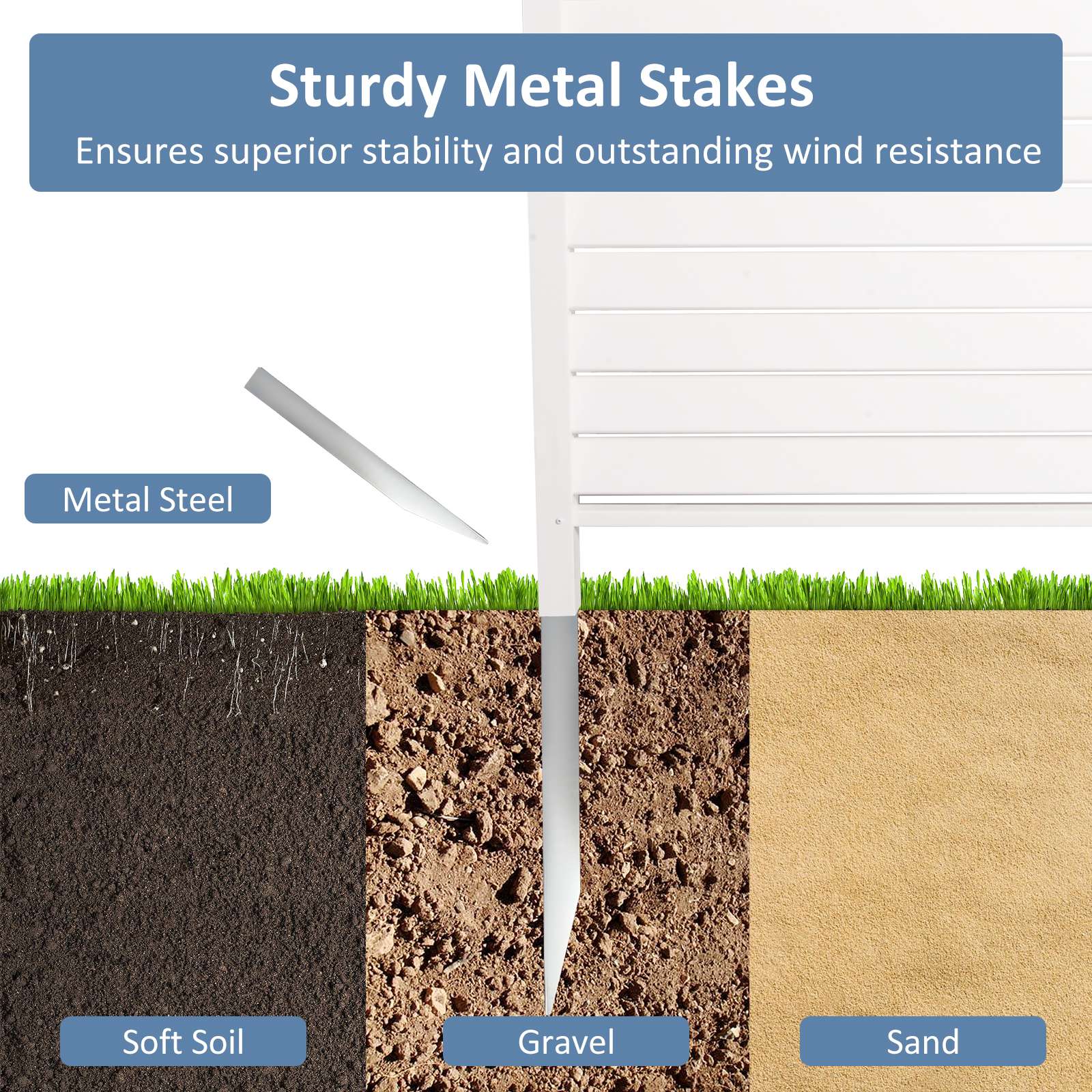 Air Conditioner Fence Privacy Screen 48"x 48", Louvered Outdoor Privacy Vinyl Fence Panels, 2 Panels, White - Bosonshop