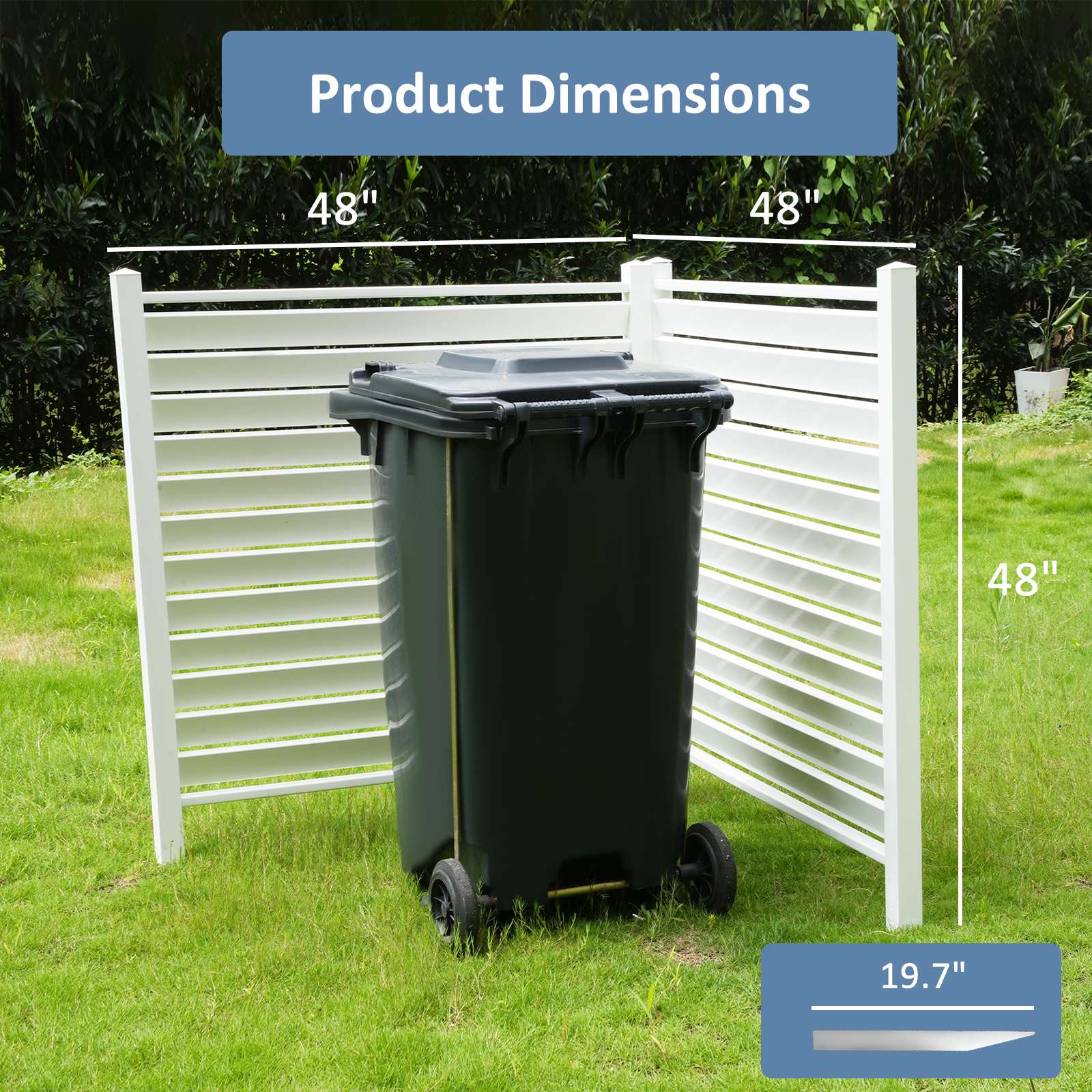 Air Conditioner Fence Privacy Screen 48"x 48", Louvered Outdoor Privacy Vinyl Fence Panels, 2 Panels, White - Bosonshop