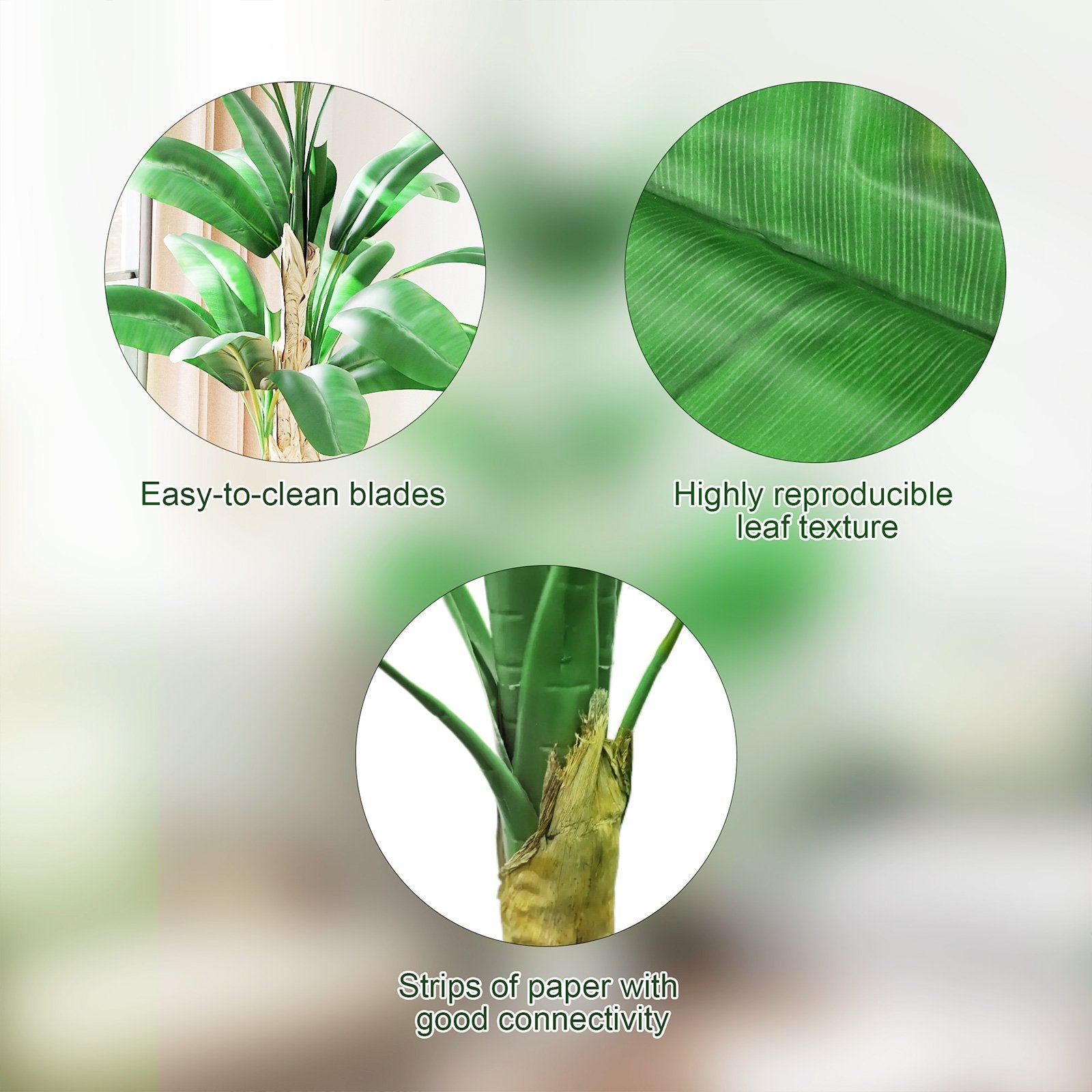 6.2' Artificial Banana Tree in Pot Indoor Ornament Green Plant with Decorative Leaves, Green - Bosonshop