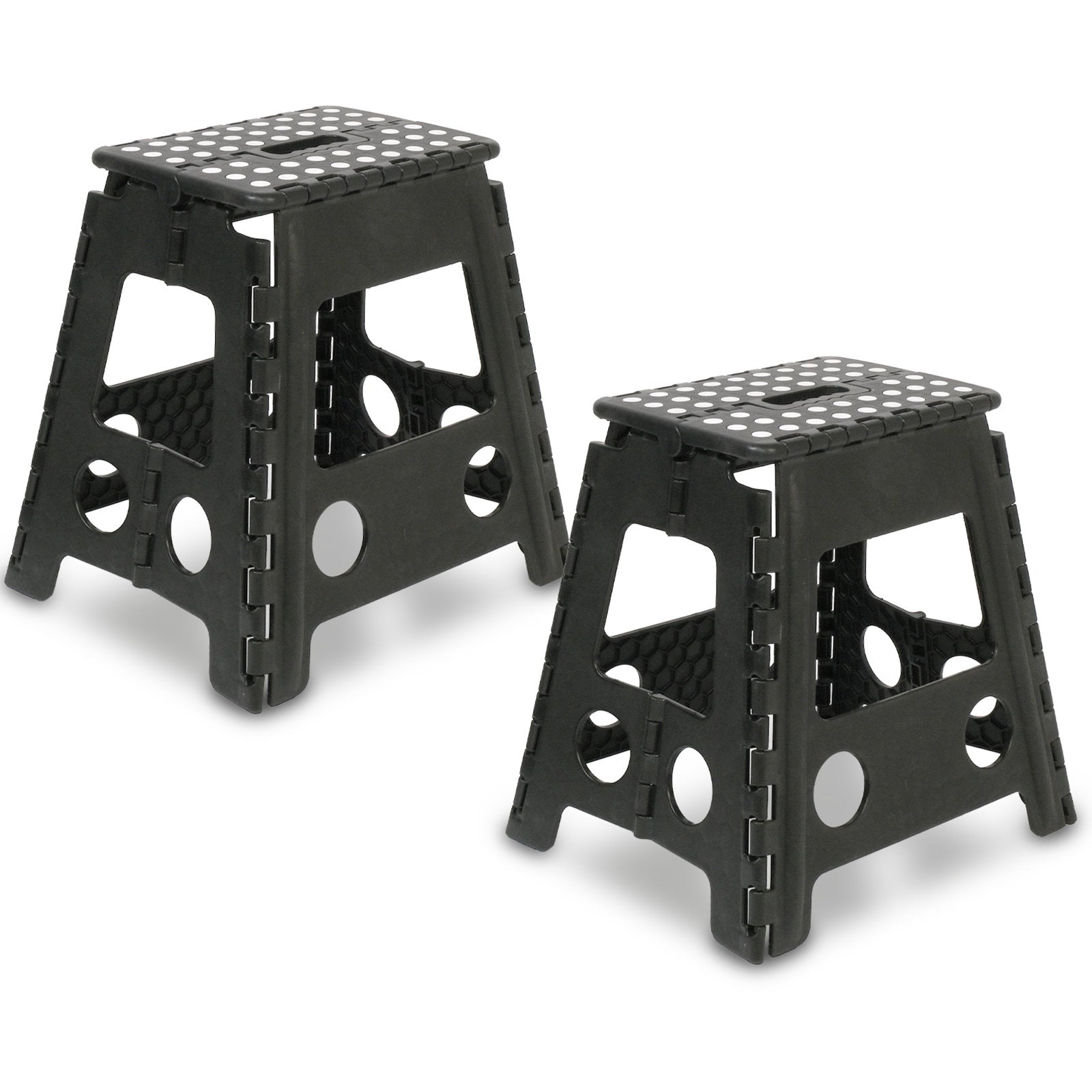 2 Pack Folding Step Stool with Portable Carrying Handle Safe Enough, Black - Bosonshop