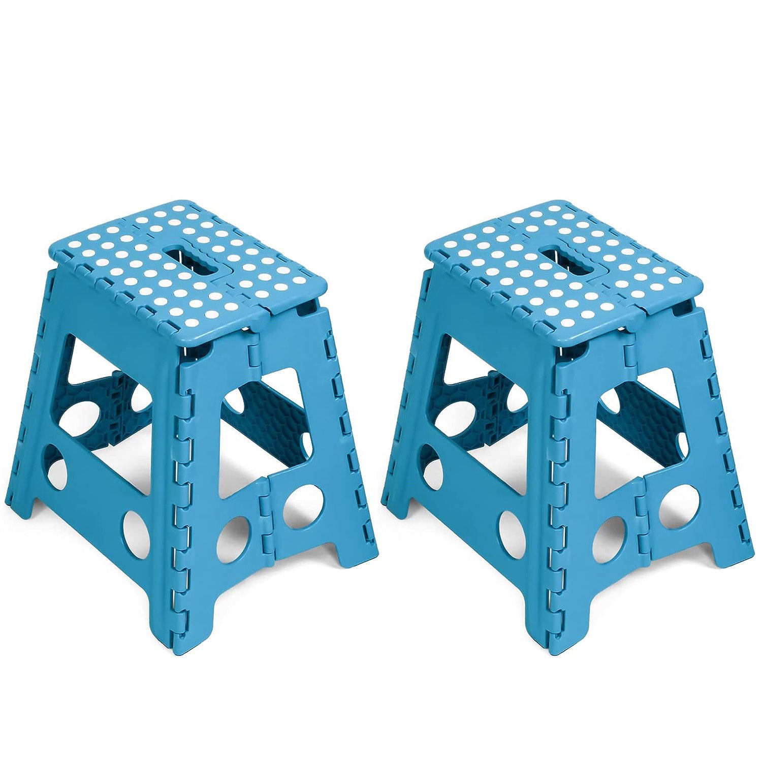 2 Pack Folding Step Stool with Portable Carrying Handle Safe Enough, 300 lbs capacity, Blue - Bosonshop