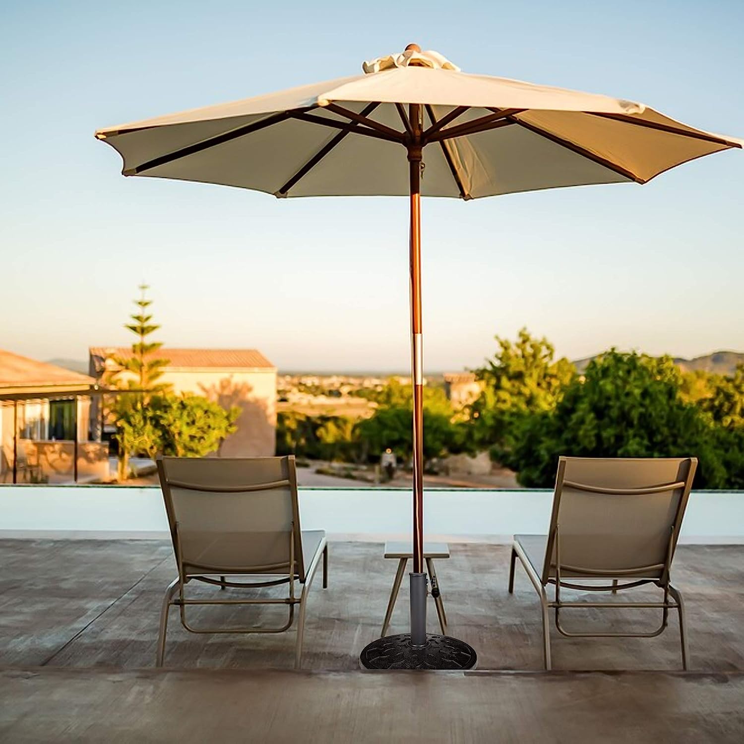 17-Inch Round Heavy Duty Outdoor Patio Umbrella Base Stand, Black - Bosonshop