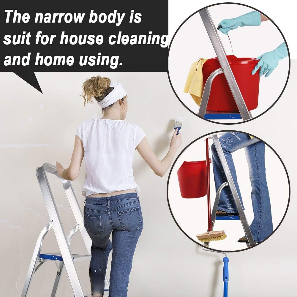 Foldable Lightweight Aluminum 4 Step Ladder with Anti-Slip, Household - Bosonshop