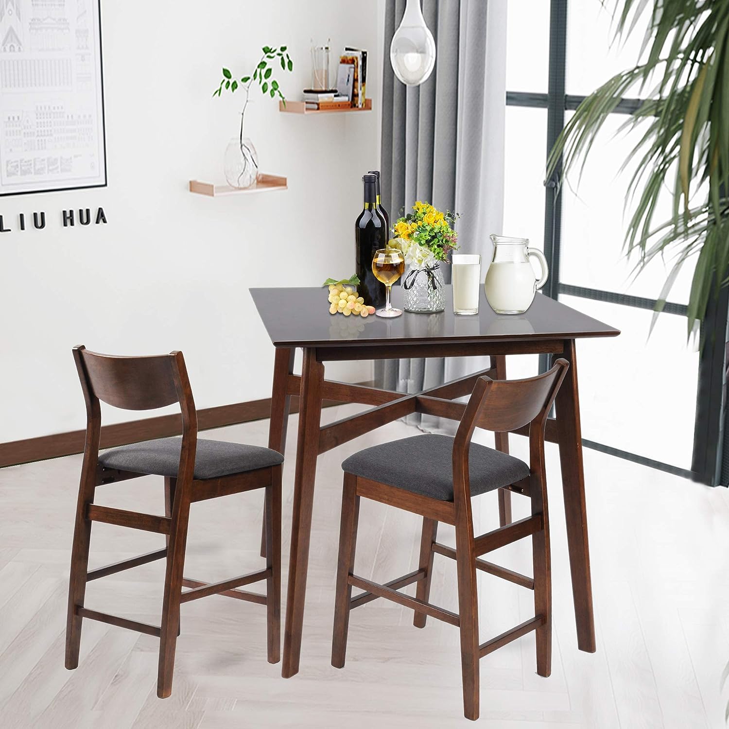 Square 4-Person Wood Dining Table for Kitchen Modern Home Furniture Espresso (Table) - Bosonshop