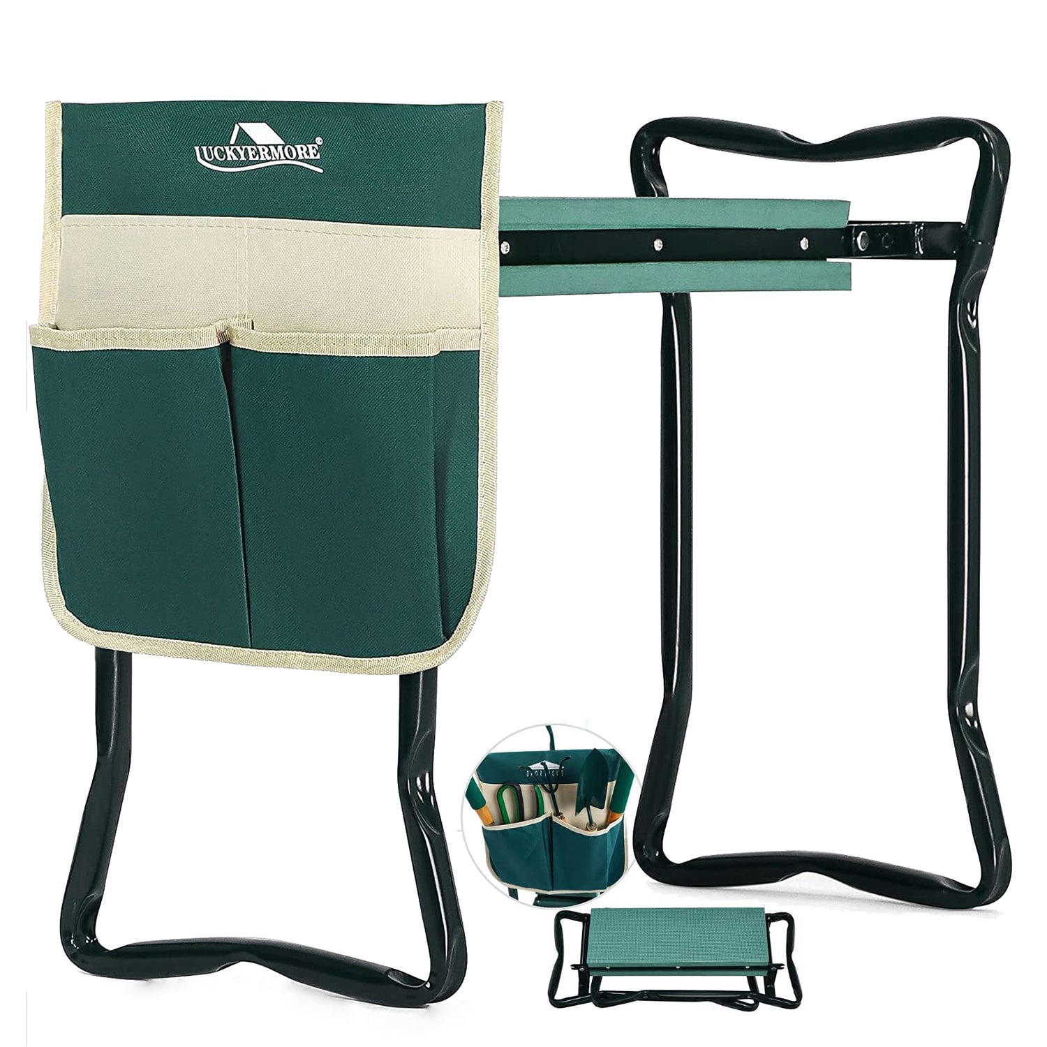Garden Kneeler and Seat Heavy Duty Gardening Stool with Tool Bag & EVA Kneeling Pad - Bosonshop