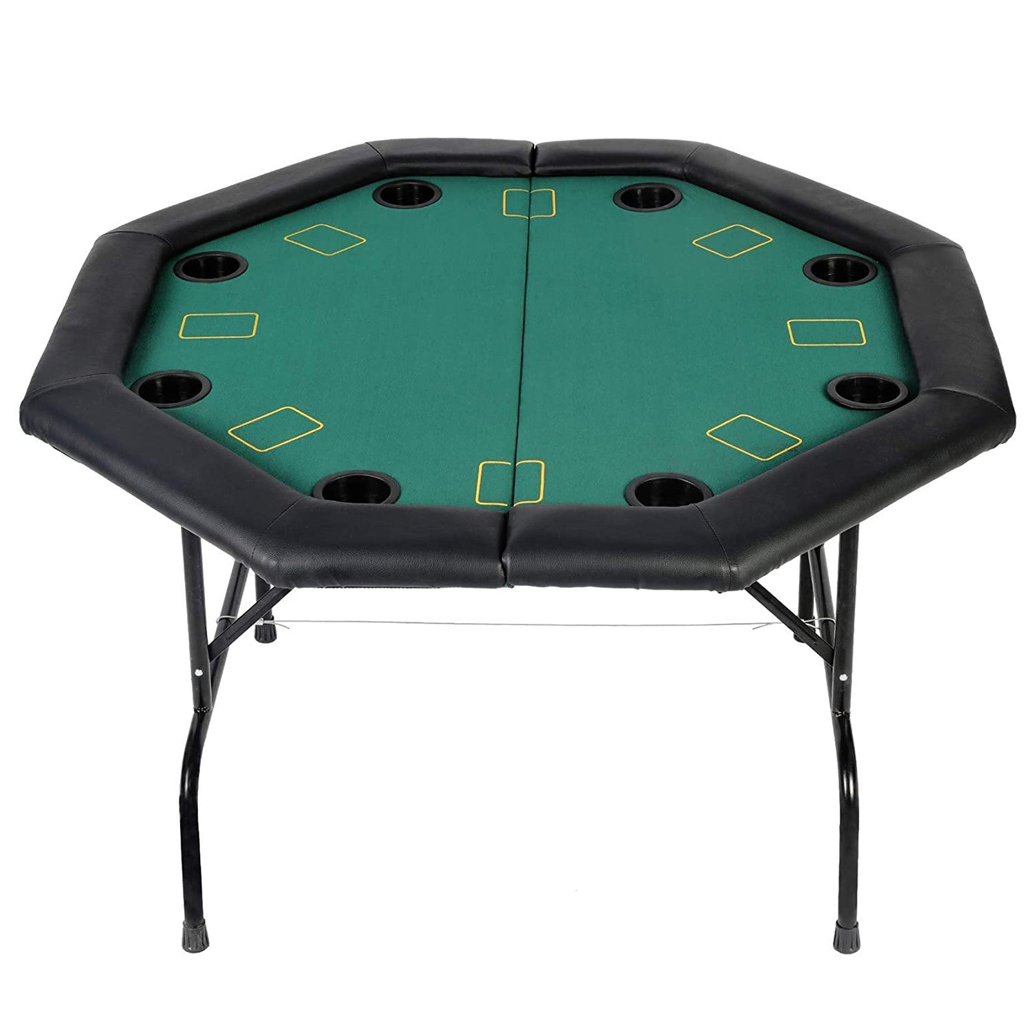 48" Octagon Foldable Poker Table for 8 Player Texas Casino Blackjack Table with Plastic Cup Holders - Bosonshop