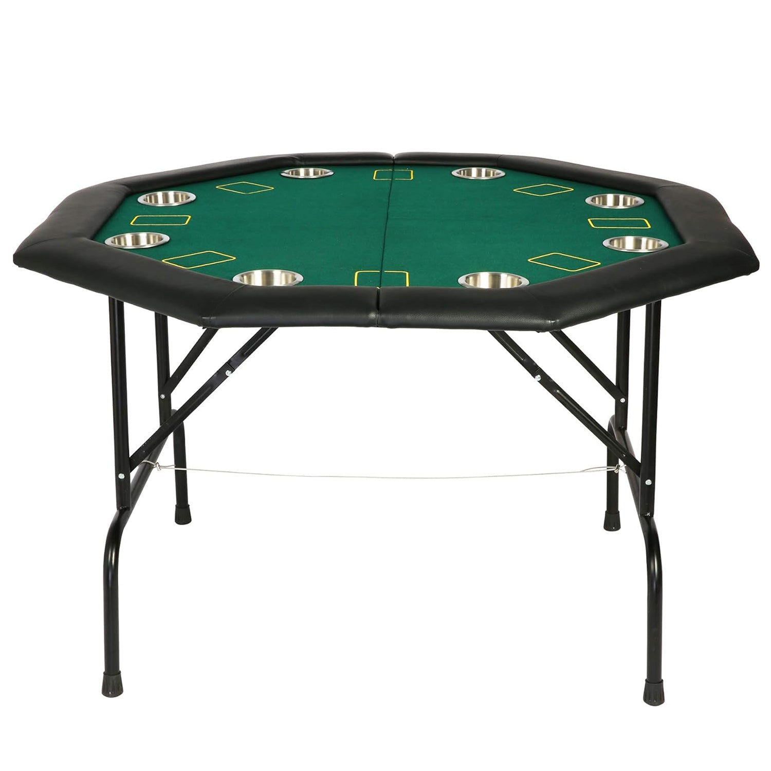 48" Octagon 8-Player Foldable Poker Table Texas Casino Table with Stainless Steel Cup Holder - Bosonshop