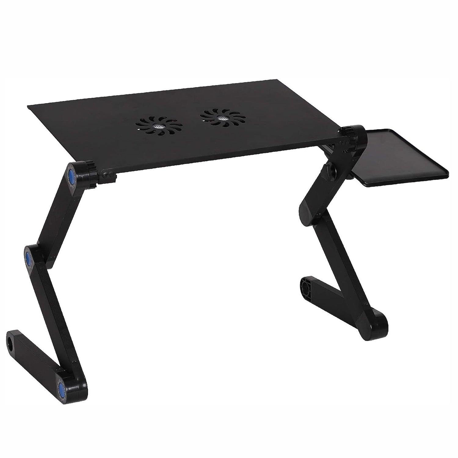 Foldable Aluminum Laptop Desk Adjustable Portable Table Stand with 2 CPU Cooling Fans and Mouse Pad - Bosonshop