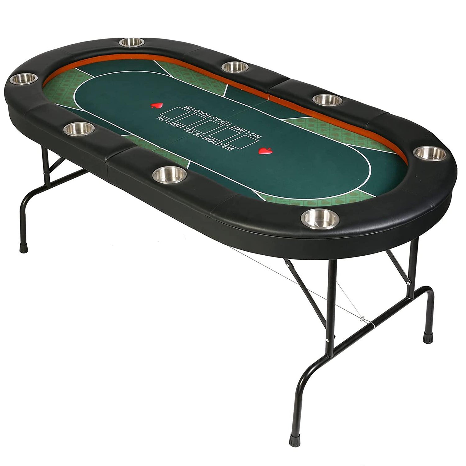 8 Players Foldable Texas Holdem Poker Table, Casino Table for Blackjack Board Game - Bosonshop