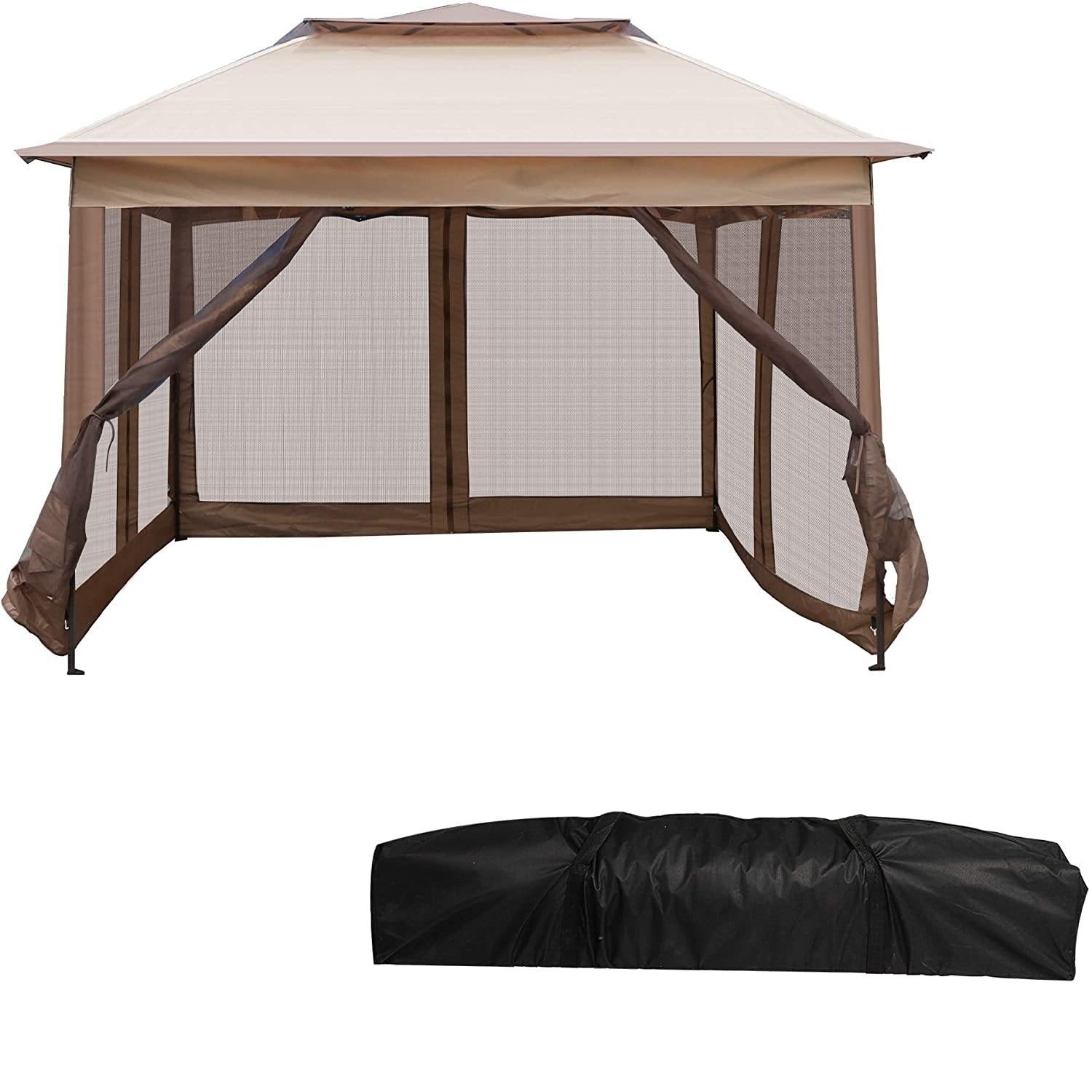 Pop Up Canopy Tent with Mesh Sidewall Height Adjustable Outdoor Gazebos with Carry Bag - Bosonshop