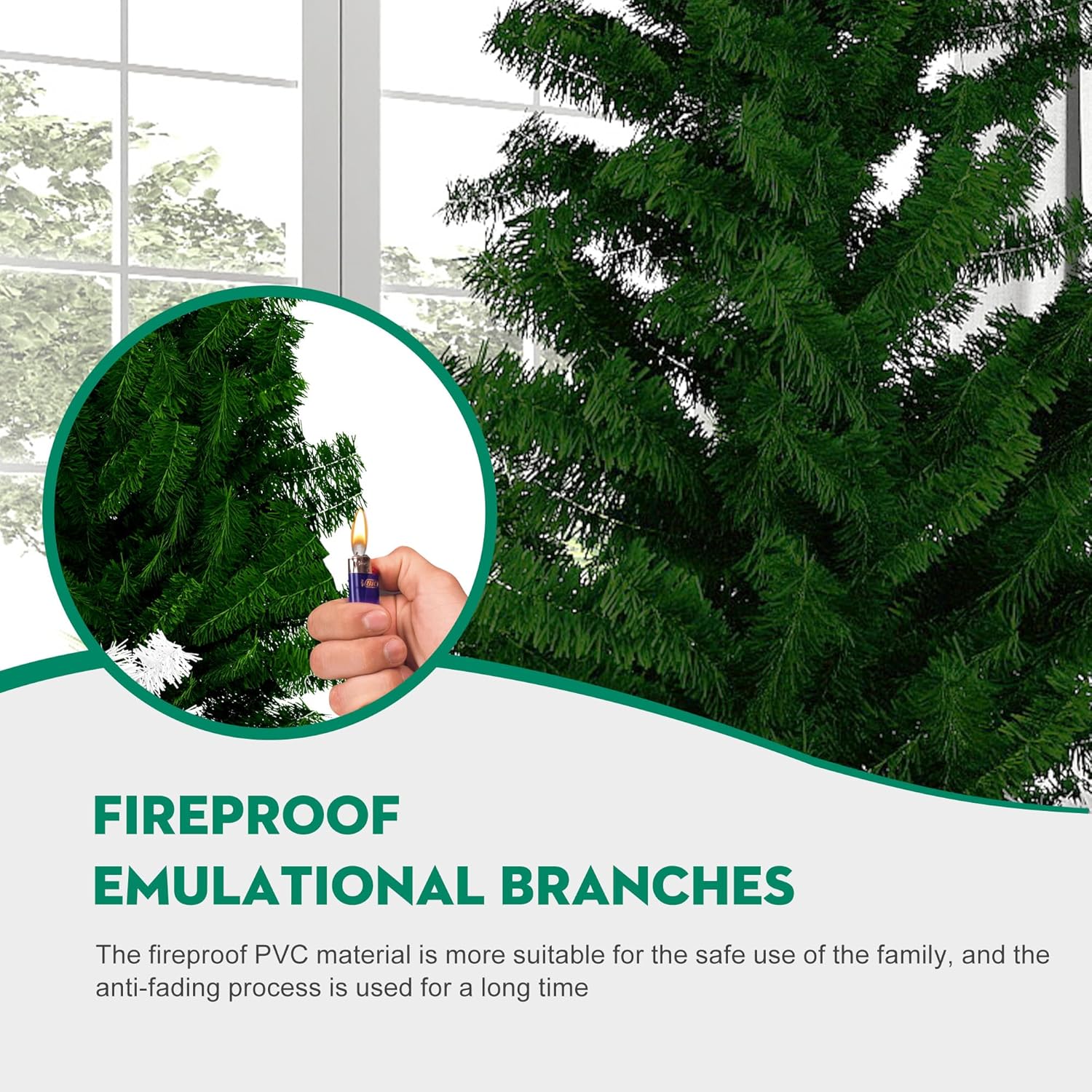 6ft Bendable Santa Hat Style Artificial Christmas Fir Tree Bent Top Xmas Tree with Metal Stand, 1050 Lush Branch Tips - Bosonshop