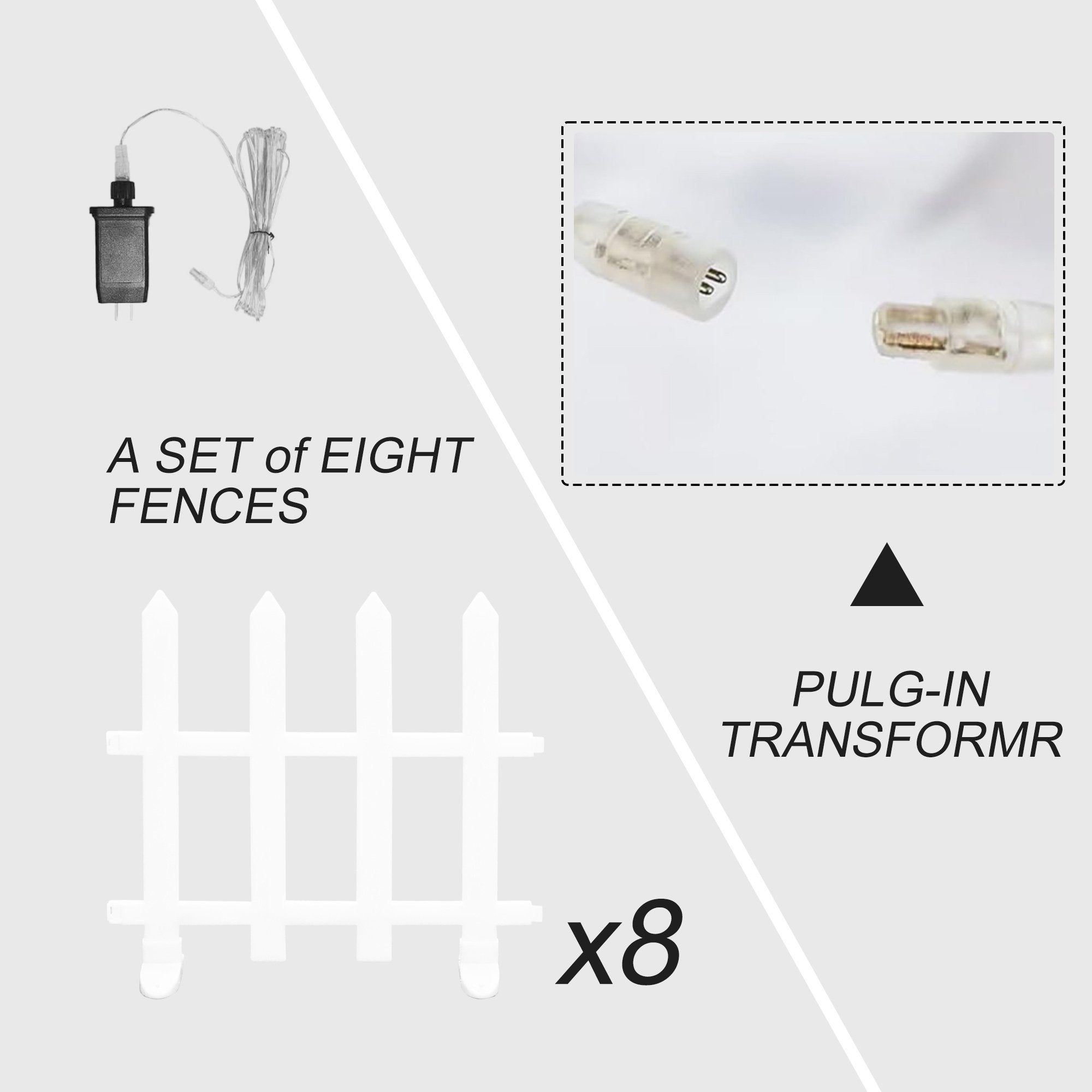 8 PCS Lighted Garden Picket Fence Plug-in Multi-Color LED Lights Christmas Tree Decoration - Bosonshop