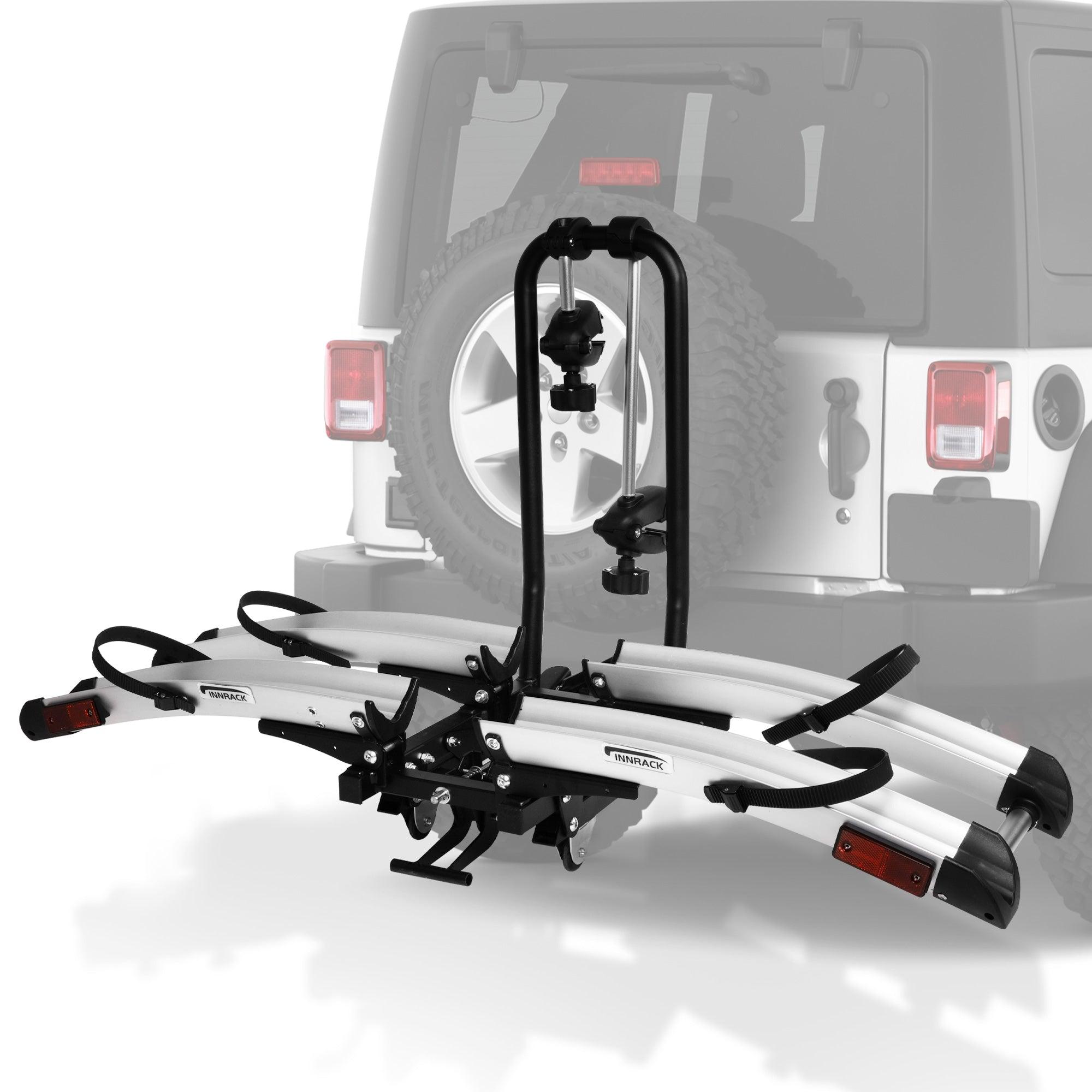 Foldable Hitch Bike Rack for 2 Bikes - 132 lbs Capacity, 360° Adjustable Arms, Smart Tilting, Fits 3.9'' Width Tires, SUV & Truck, 2" Receiver - Bosonshop