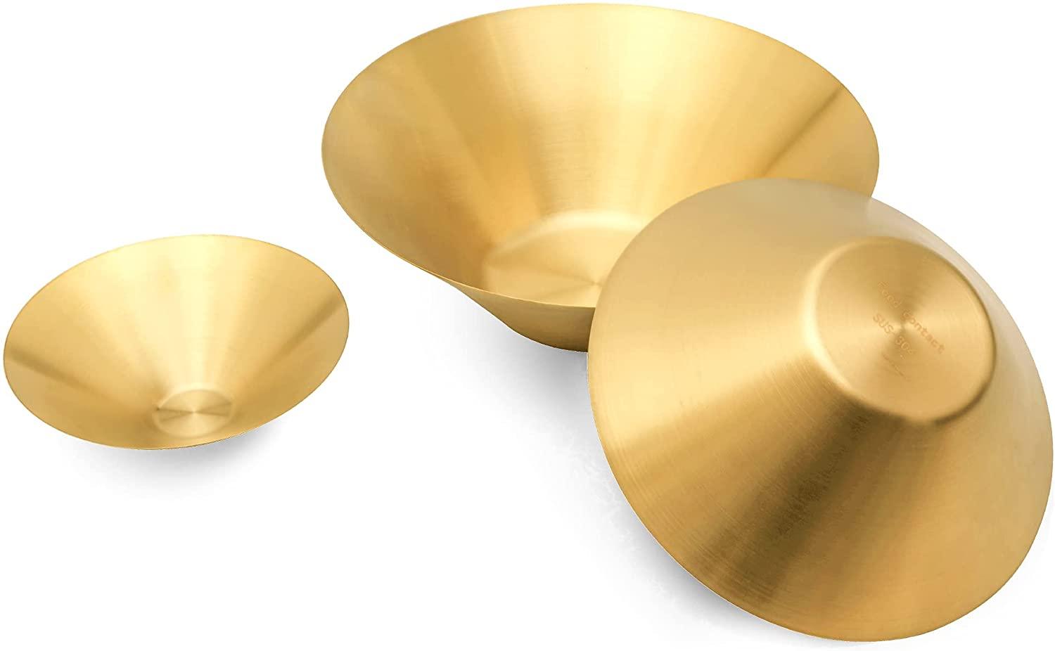 Set of 3 Display Bowl Decorative Bowl, Gold Fruit Bowl, Candy Dish, Gold Centerpiece Bowl for Party - Bosonshop