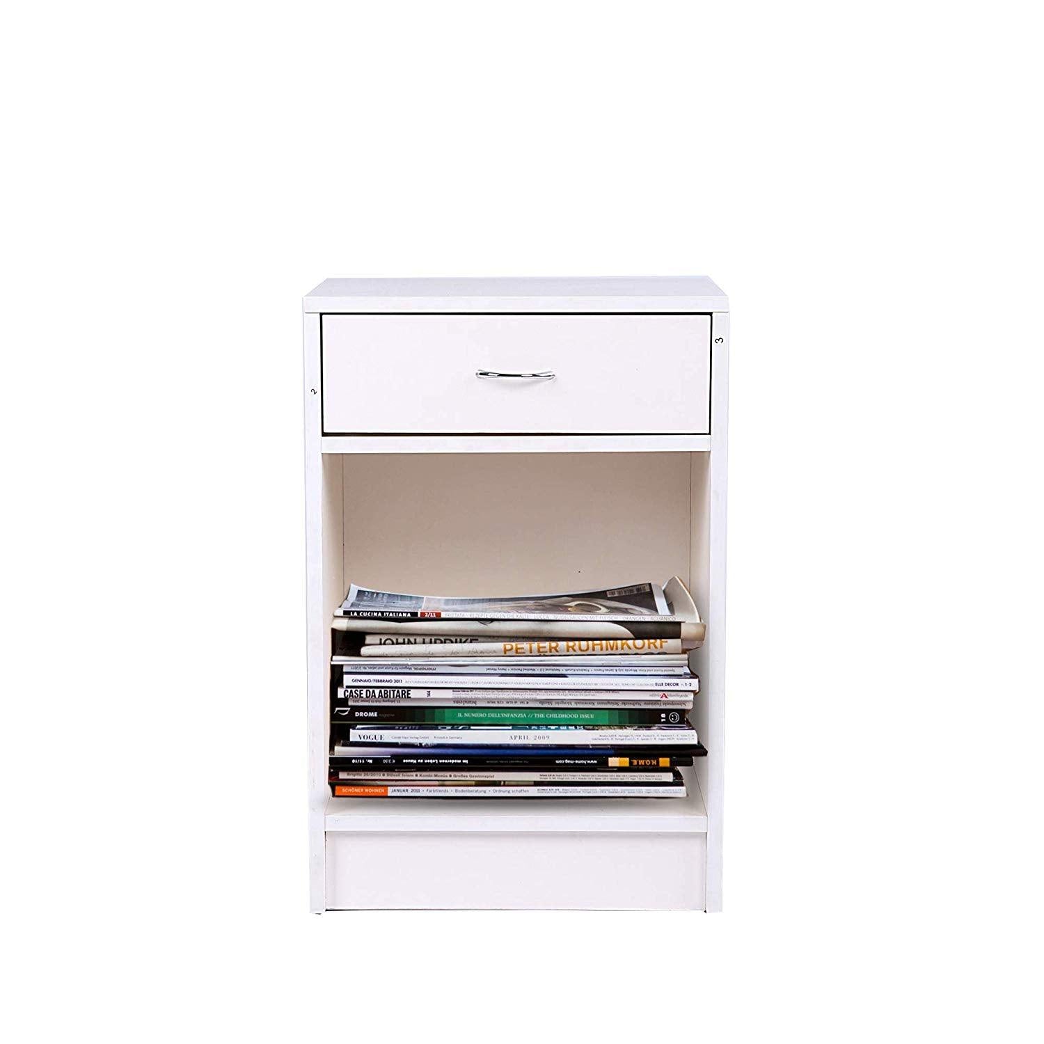 Bosonshop Modern Nightstand Bedside Table for Bedroom Living Room (White)