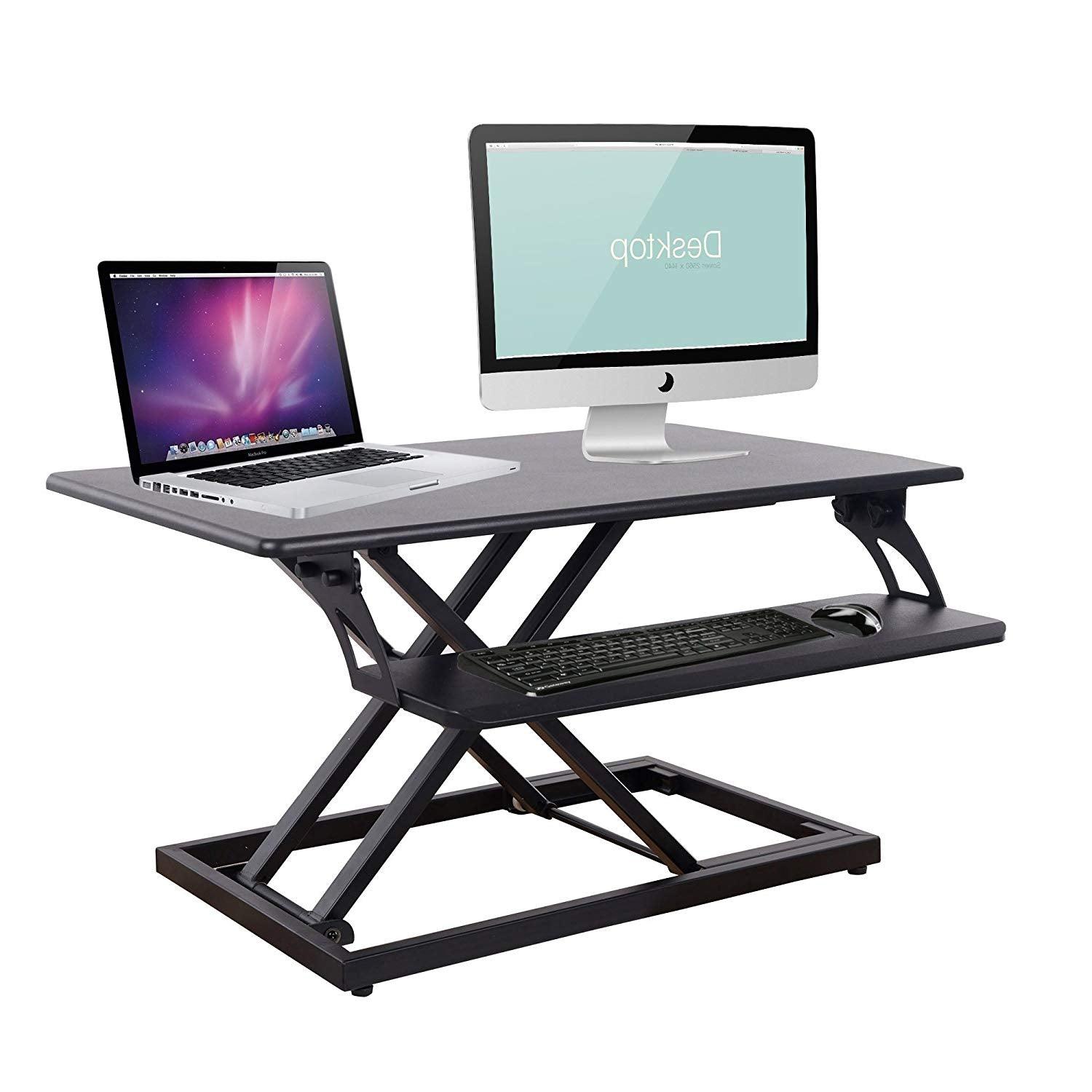 Bosonshop Standing Desk Height Adjustable Desk Riser Ergonomic 1-Click Tabletop Workstation for Work