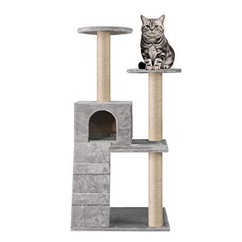 Large Cat Tree Cat Scratching Cat Climber with Condo Cat Tower Furniture and Hammock, Sisal-Covered - Bosonshop