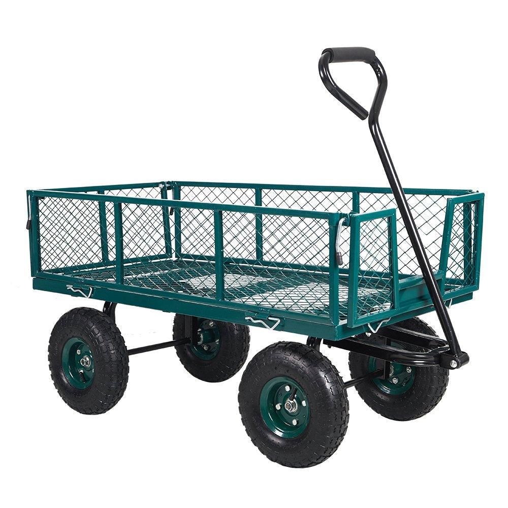 Utility Garden Cart Heavy Duty Wagon w/ Pneumatic Tires Removable Sides - Bosonshop