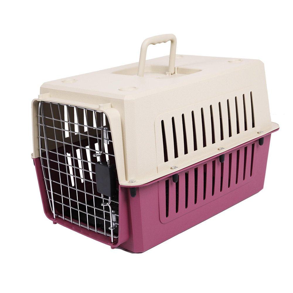 Bosonshop Portable Pet Airline Box,Outdoor Portable Cage Carrier Suitable for Dogs Cats Rabbits Hamsters, Small Red
