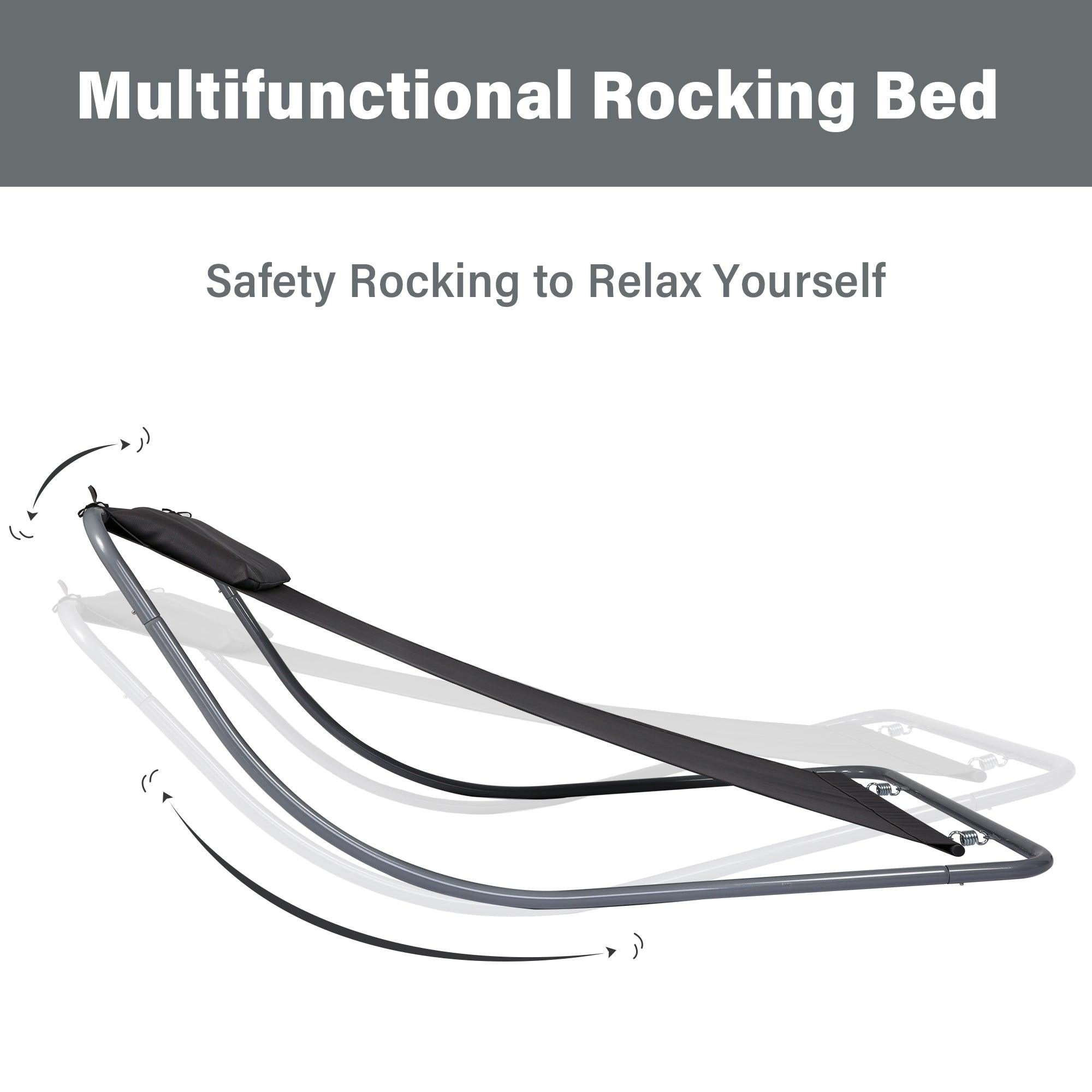 Double Lounge Chair for Outside, Patio Rocking Chaise with Detachable Pillow - Bosonshop