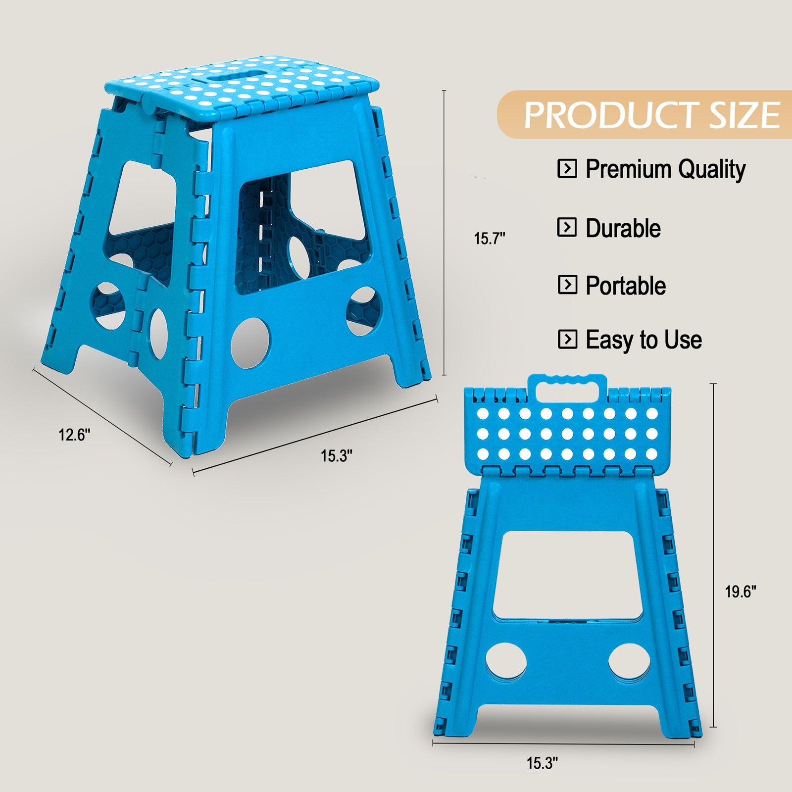 2 Pack Folding Step Stool with Portable Carrying Handle Safe Enough, 300 lbs capacity, Blue - Bosonshop