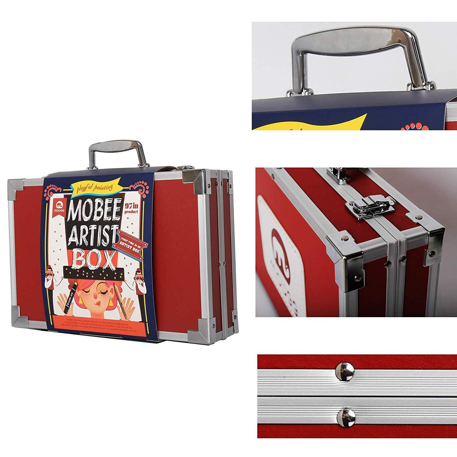 Bosonshop Portable Aluminum Alloy Artist-Box 97-Piece Deluxe Painting Art Set Kit as A Gift for Children