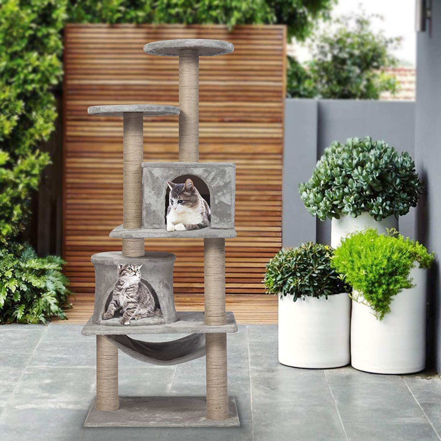49.2” Mordern Cat Tree Tower - Grey - Bosonshop