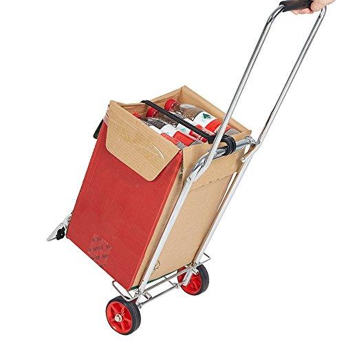 Bosonshop Aluminum Folding Hand Truck Multi-Use Cart for Luggage, with Wheels, 55lbs(Black)