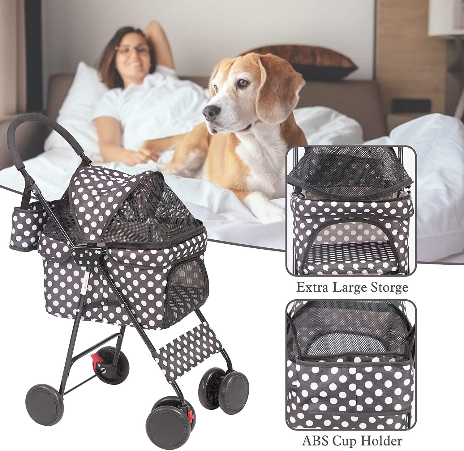 Pet Gear Special Edition 4 Wheels Pet Stroller for Cats/Dogs, Fashion Polka Dot Style - Bosonshop