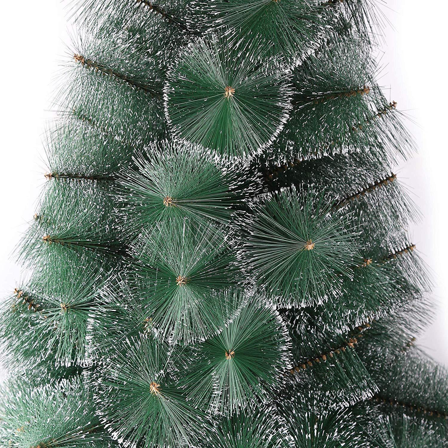 Bosonshop 6' Classic Pine Needle Tree Encrypted Artificial Christmas Tree Natural Branch with Solid Metal Bracket, Conifer with Snowflake White Point