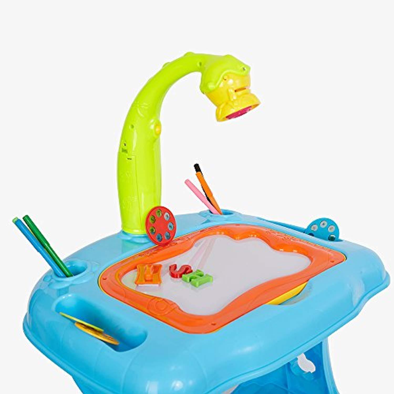 Bosonshop Projector Colorful Learning Desk 4 in 1 Lamp, Projection Painting and Spelling Sketch