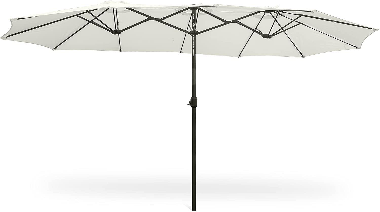 15Ft Double-Sided Outdoor Market Patio Umbrella UV-Resistant Large Umbrella with Crank for Pool, Patio Furniture, Patio Shade - Bosonshop