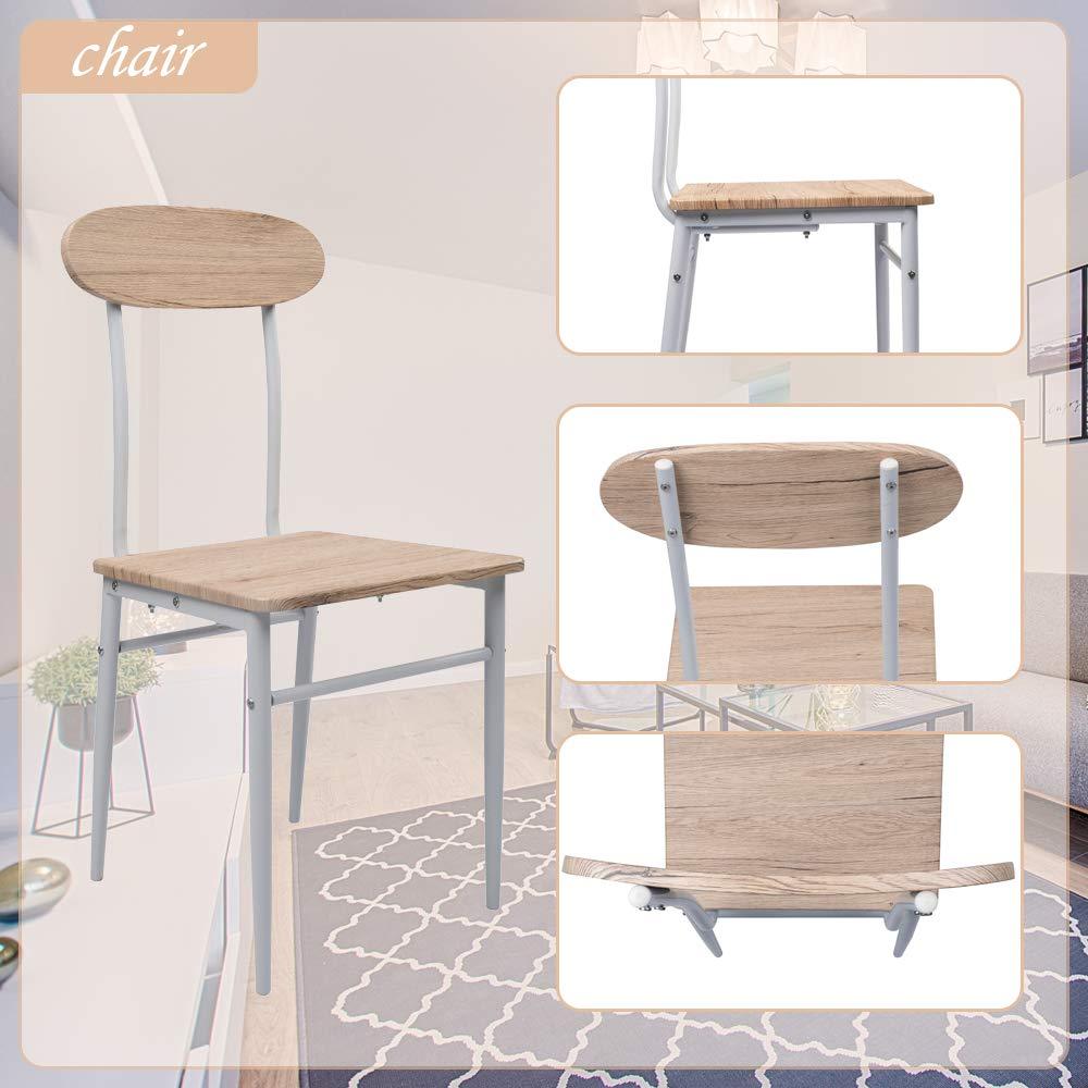 Bosonshop Round Dining Set, Country Style with Metal Legs, 5-Piece