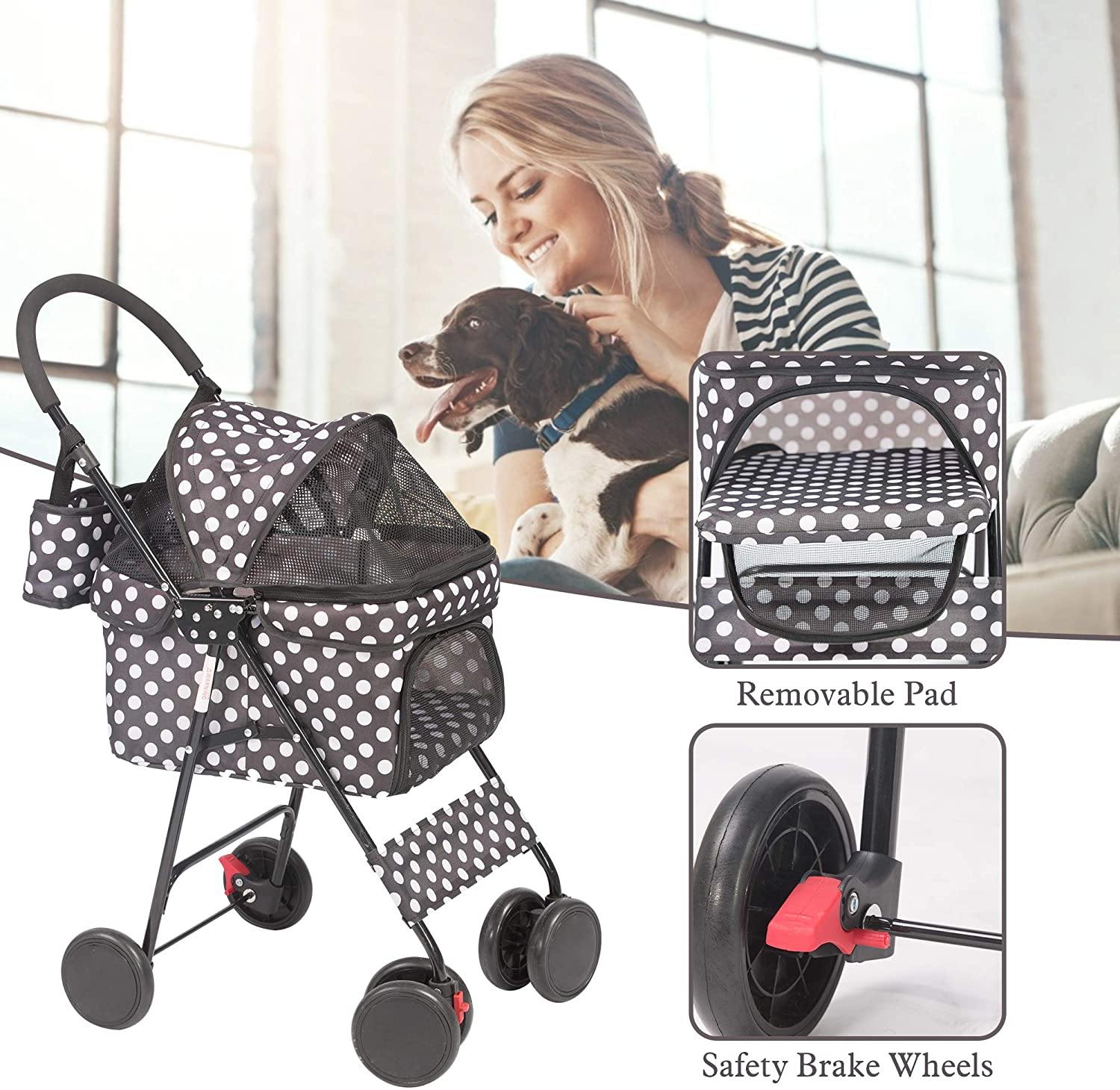 Pet Gear Special Edition 4 Wheels Pet Stroller for Cats/Dogs, Fashion Polka Dot Style - Bosonshop