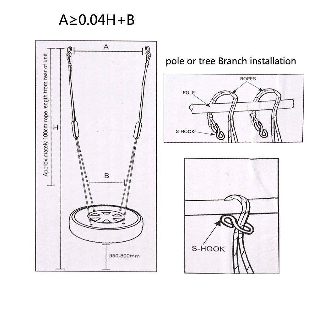 Bosonshop Kids Classic Tire Swing, 2 Kids Outdoor Garden Backyard Patio Swing Set, Tree Swing Play Set Black