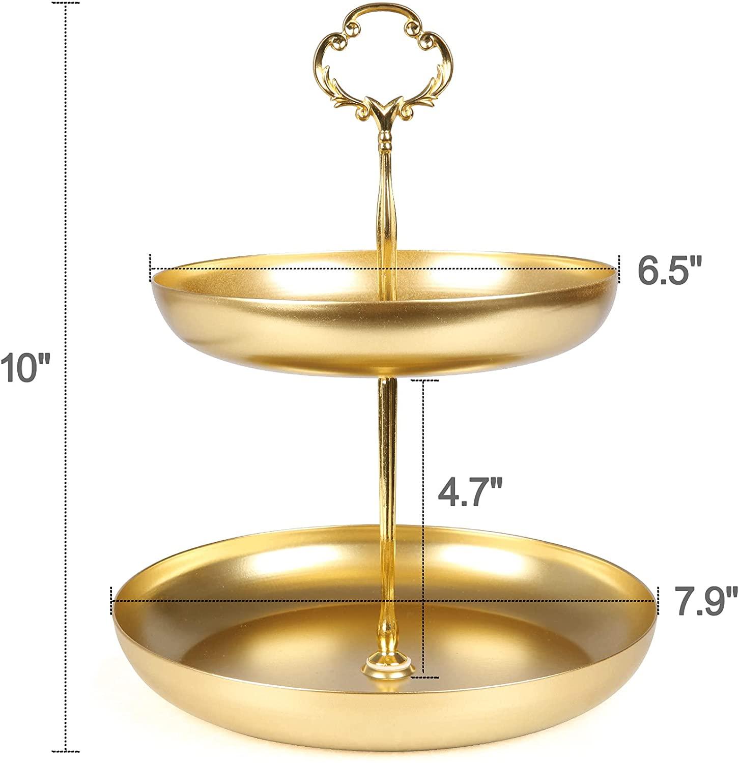 2 Tier Cupcake Stand Cupcake Holder for Party Stacked Bowls, Dining Table & Kitchen Counter Organizer, Modern Fruit Basket Stand, Golden - Bosonshop