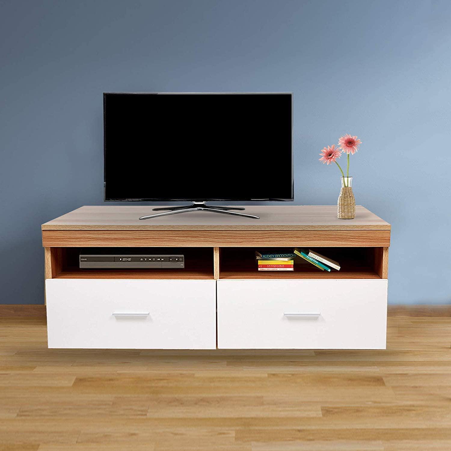 (Out of Stock) Wood Coffee Table with Drawers & Storage Compartments, for Living Room, Oak&White - Bosonshop