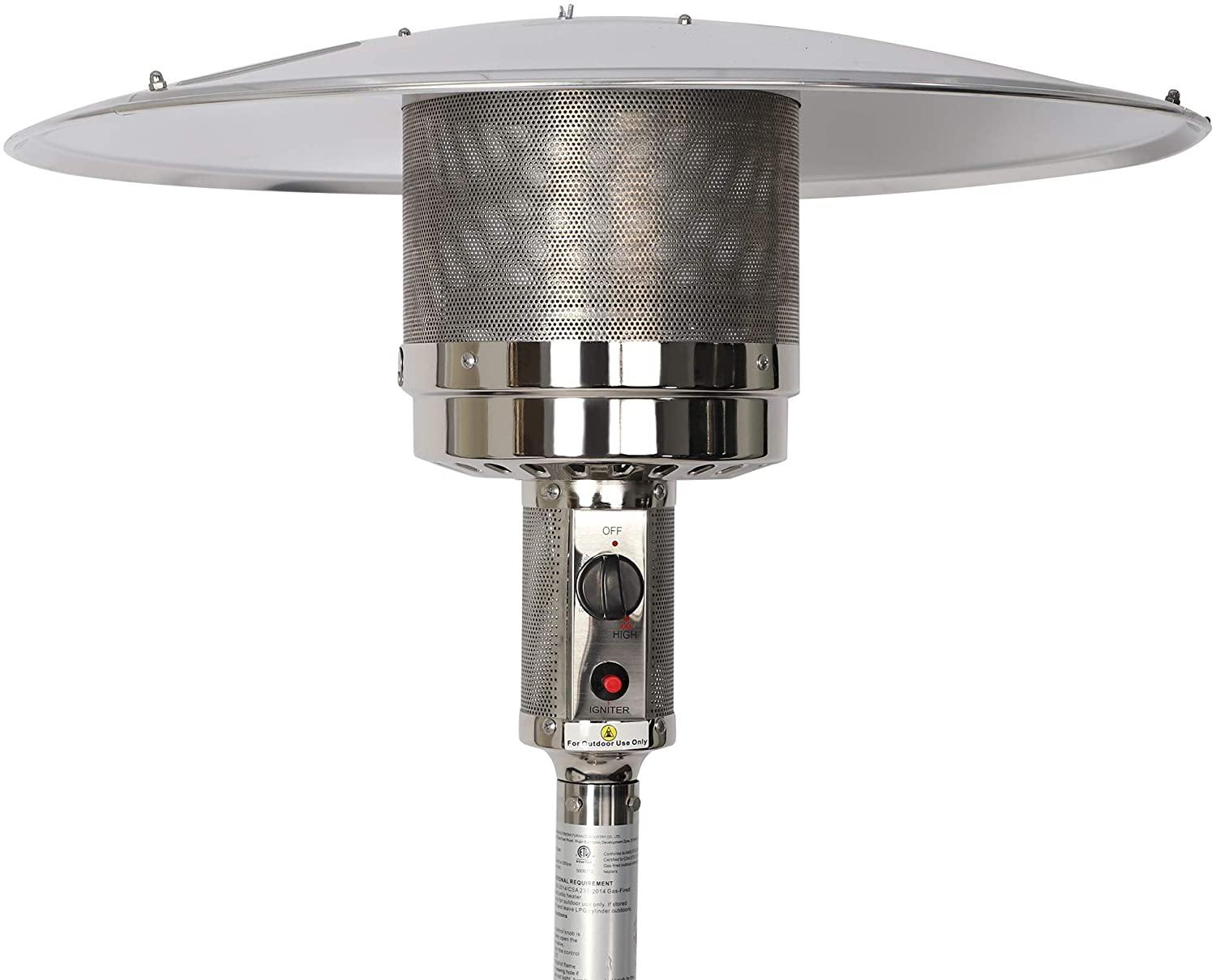 Outdoor Patio Heater Standing Gas LP Propane Heater with Wheels 87 Inches Tall 36000 BTU for Commercial Courtyard (Silver) - Bosonshop